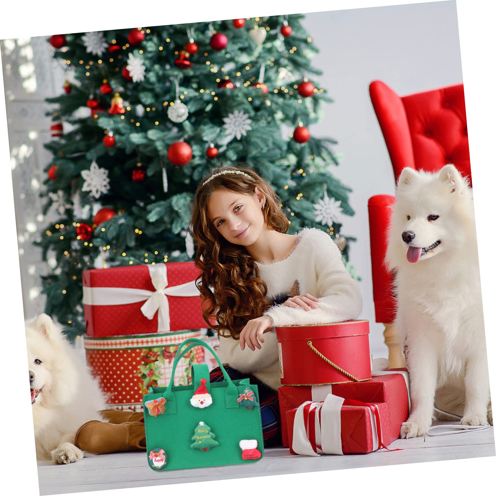 4 Pezzi Borse Natalizie in Sacchetti per Regali Xmas Buste per Caramelle e Decorazioni Festive e Riutilizzabili