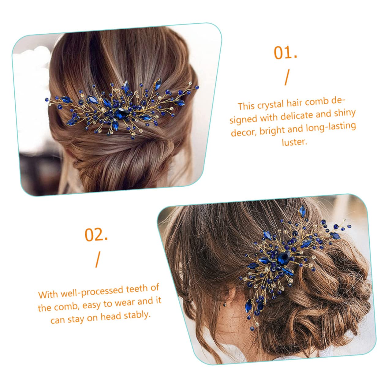 FRCOLOR 3stücke Braut Haar Accessoire Handgefertigter Wasserstein Kamm Für Hochzeiten Prom Und Besondere Anlässe Stabiler Halt Königlichem