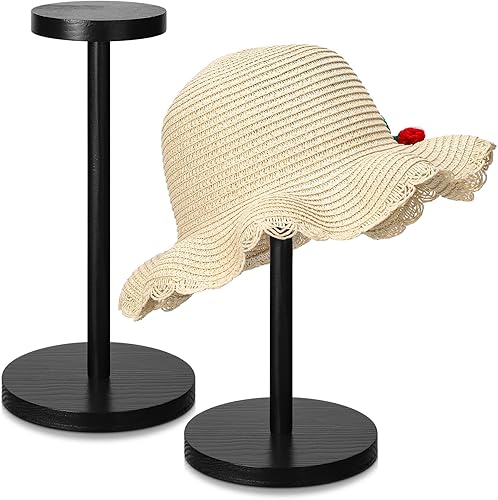Chunful Soporte de exhibición de sombreros, de madera rústica, soporte para sombreros, soporte para peluca vintage, soporte para pelucas, exhibición