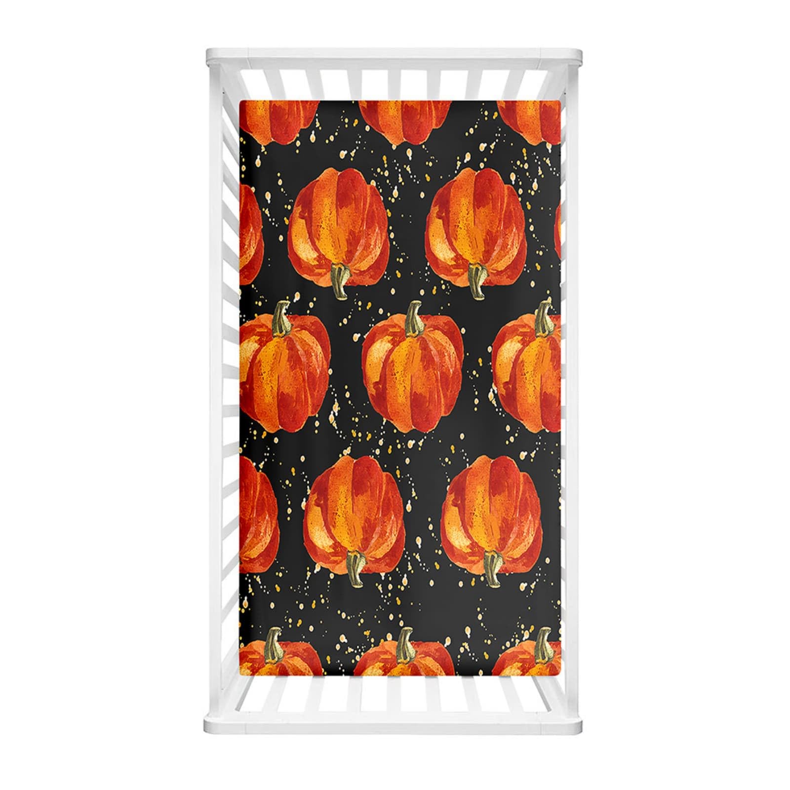 Odot Cot Bed Fitted Sheet, Moses Basket Fitted Sheet Thanksgiving Pumpkin Soft Durable Microfibre Crib Bedsheets Bassinet Bedsheet Mattress Protector for Kids Boy Girl (Pumpkin,80x40cm)