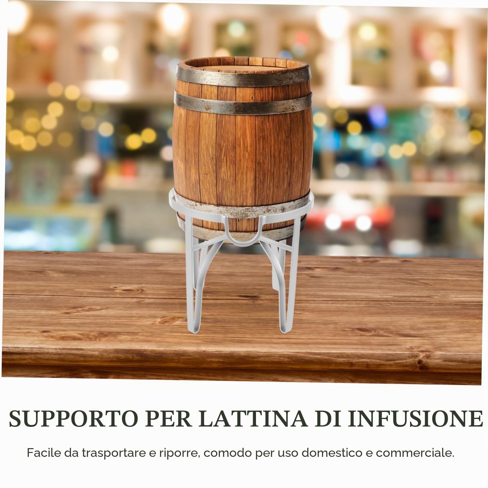Ciieeo Supporto per Fusto di Vino in da 5 Litri - Supporto per Spillatore di Birra con Robusta Struttura in Metallo
