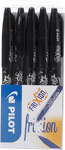 Pilot Frixion Erasable Rollerball Pen Set - Black, Pack of 5