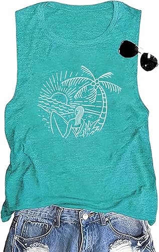 wxqxzly Girls Trip Tank for Women Coconut Tree Graphic Print