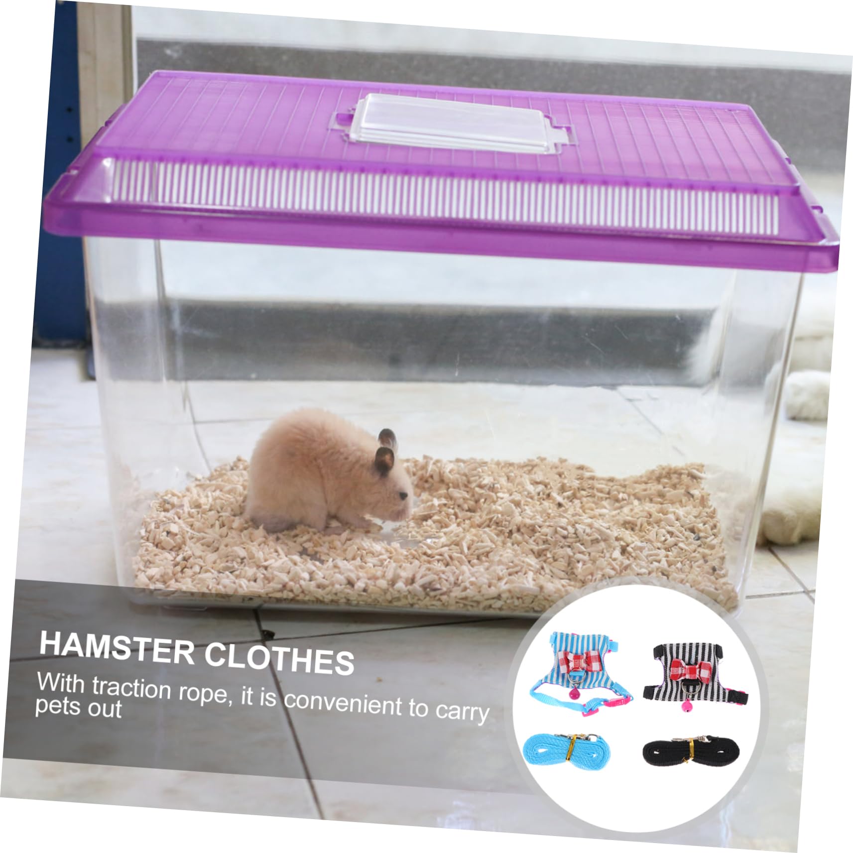 COLLBATH 2Sets Decorative Hamster Leash Portable Harness for Pets Comfortable Touch for Daily Use and Theme Parties Stylish and Stripes