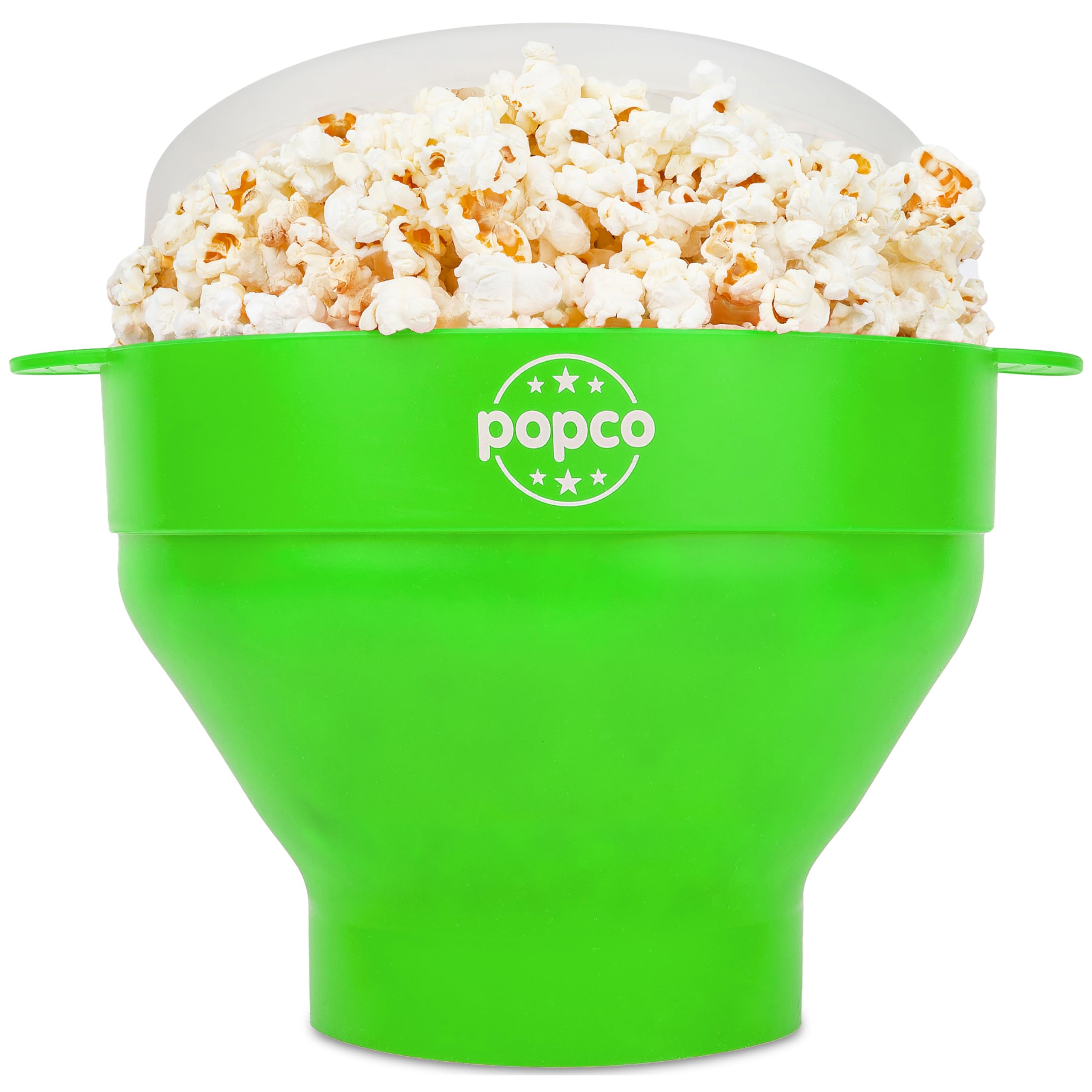 POPCO Silicone Microwave Popcorn Popper with Handles, Silicone Popcorn Maker, Collapsible Bowl Bpa Free and Dishwasher Safe - 15 Colors Available (Green)