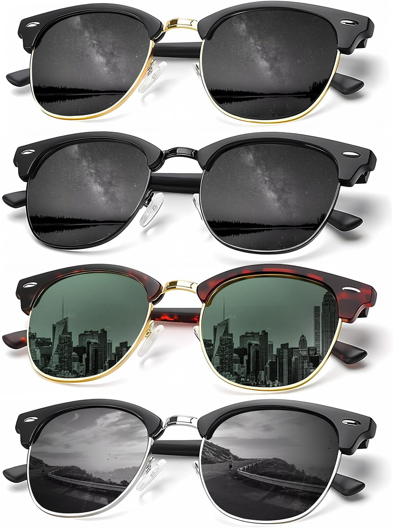 KALIYADI Sunglasses Men Polarized Sunglasses for Men Women Unisex Semi-Rimless Frame Retro Driving Sun Glasses UV Blocking