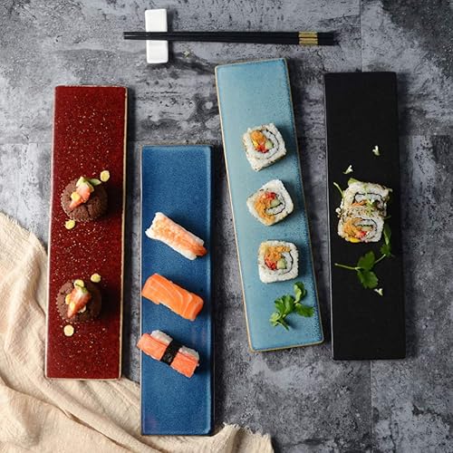 Miniatura 8 de Kichvoe Platos japoneses Plato de cerámica Plato para servir sushi Bandeja de platillo de sushi Tabla de quesos Contenedor de comida Sushi Servir