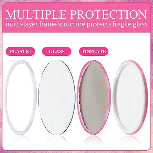 Miniatura 9 de Soaoo 24 piezas de regalos de concientización sobre el cáncer de mama para mujeres, espejo de bolsillo de cinta rosa, espejo compacto portátil