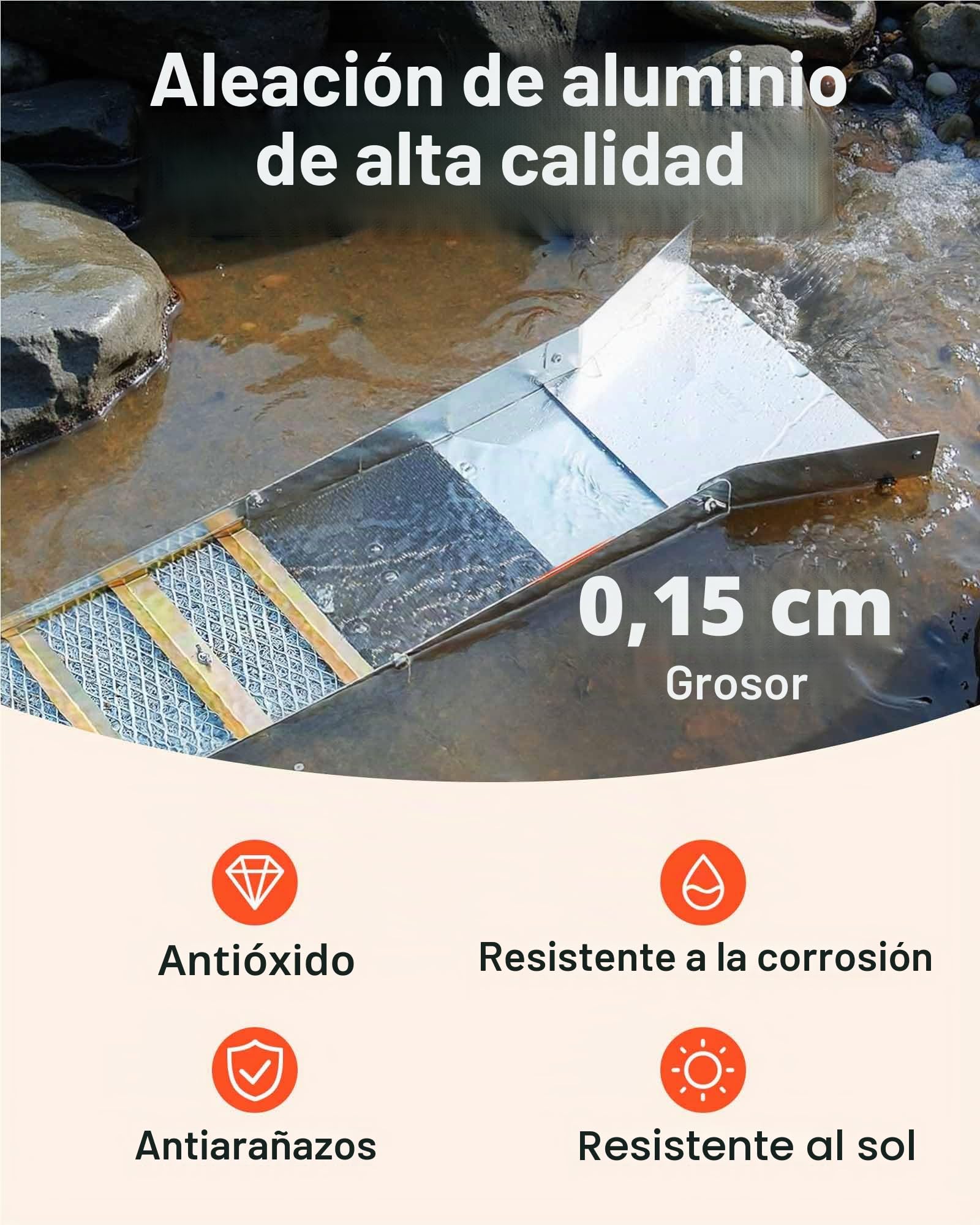 Caja de esclusa Plegable de aleación de Aluminio VEVOR, Cajas de esclusa compactas de 50" para Oro, Equipos de esclusa de Oro Ligeros, Cajas portátiles con Musgo de minero, río, Arroyo, batea