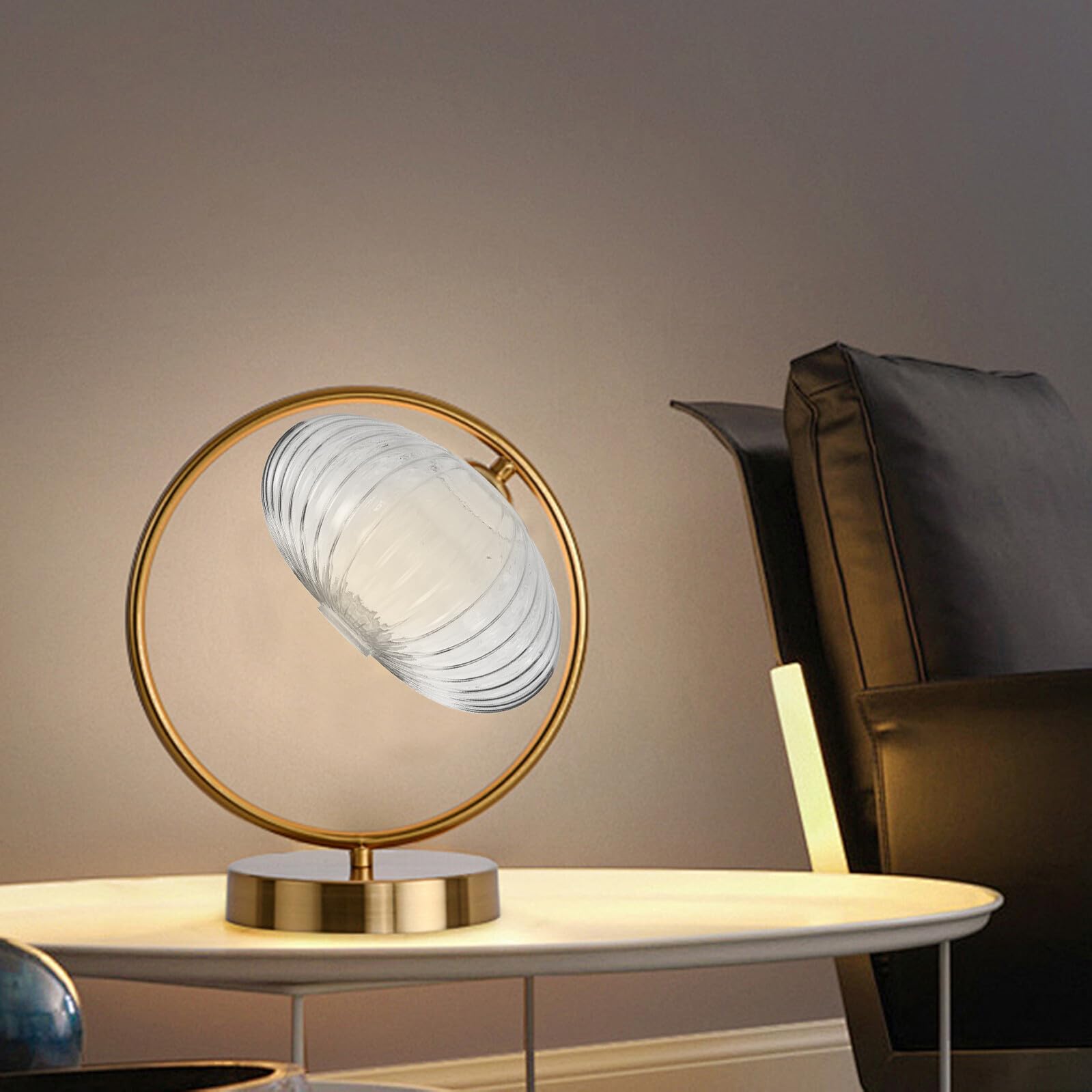 Pantalla para Lámpara Colgante de Cristal Transparente Diseño de Rayas Diámetro 250 MM X Altura 150 MM Globo de Vidrio Resistente para Iluminación Decorativa en Hogar y Cocina