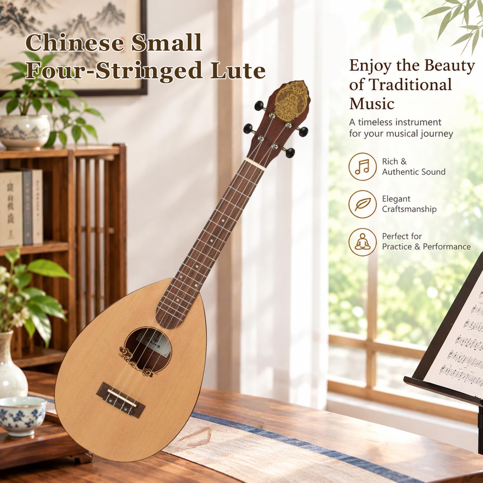 Chinesisches 4-Saiten Instrument, Traditionelle Laute, Für Anfänger
