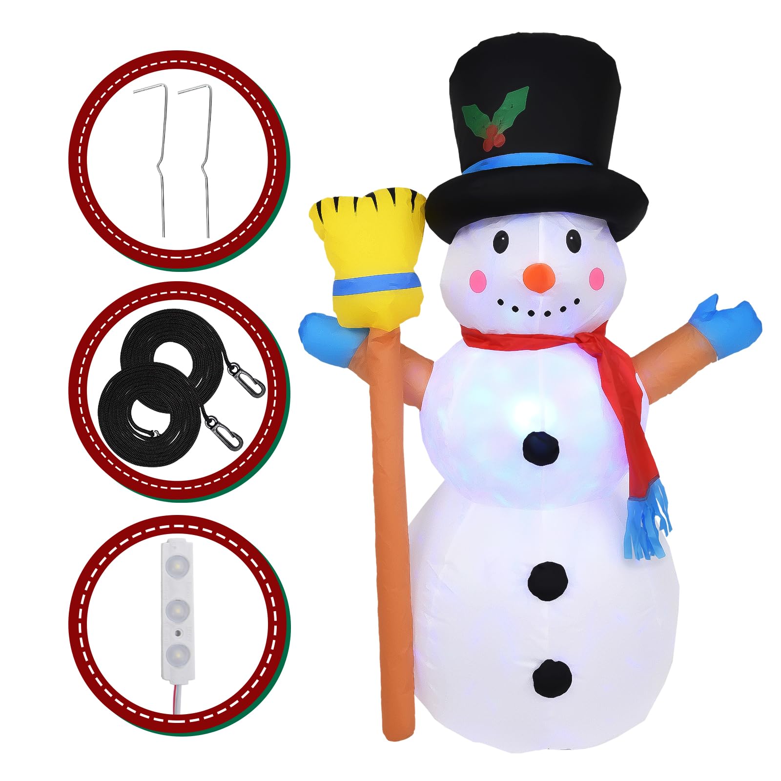 Bonhomme de neige gonflable 1,2 M avec lumières rotatives pour décorer facilement votre extérieur