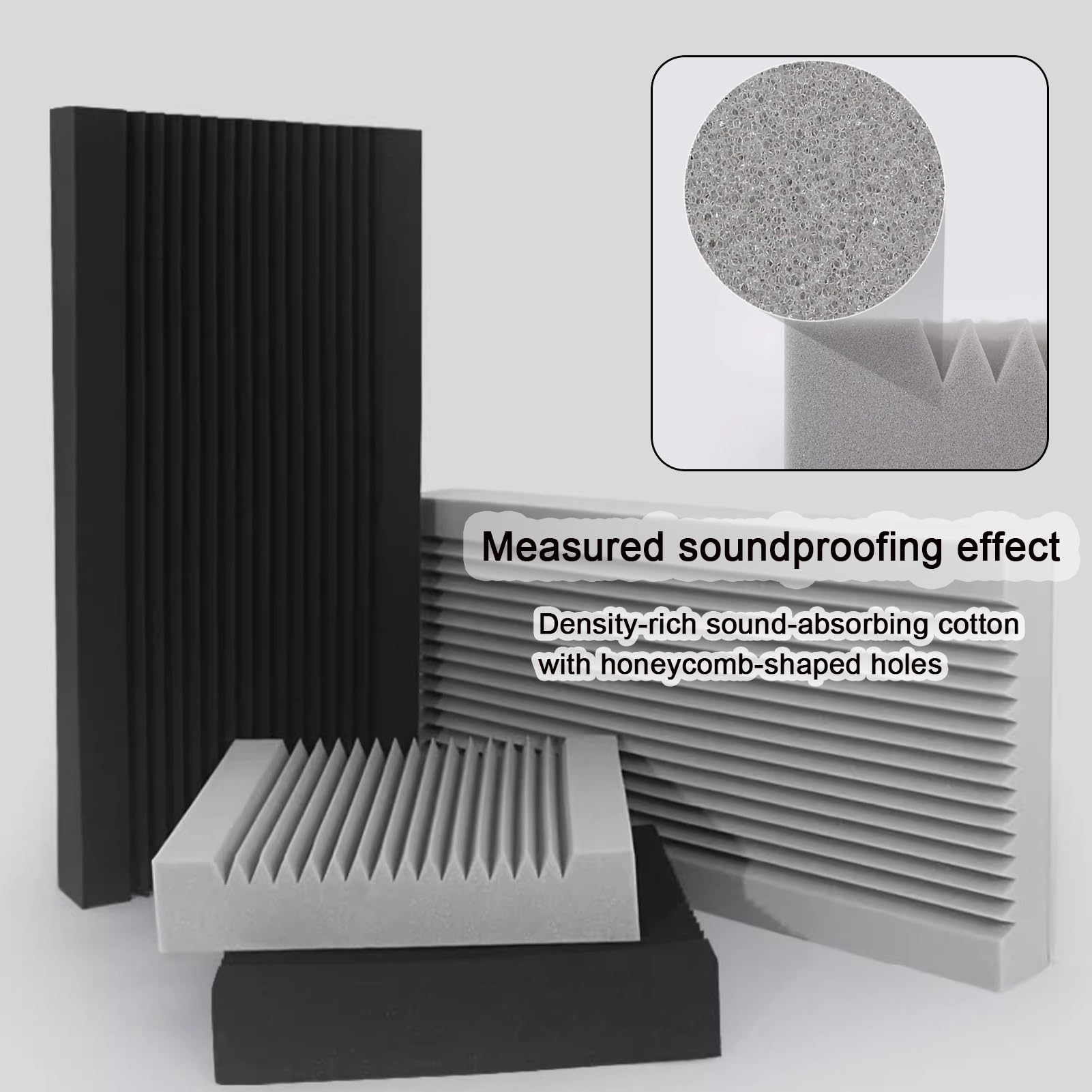 Paneles Acusticos, Grosor 10 Cm Paneles Espuma Acústica Paredes Reducción Ruido Paneles Sonido Recuperación Rápida Insonorización Estudio Cuñas para Juegos Decoración(Grey,8pcs-50x100cm)
