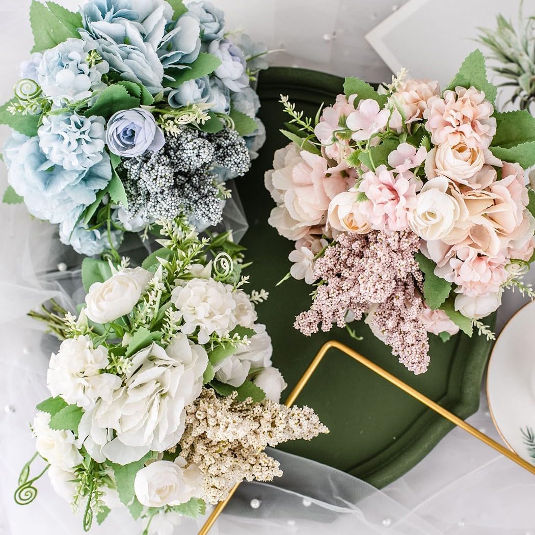 Fiori artificiali in seta, bouquet di peonie con 13 teste per decorazione della casa, festa di nozze, 30 cm, rosa
