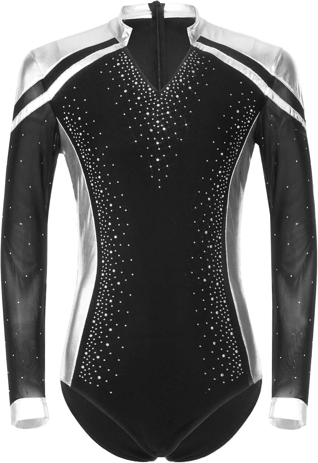 iEFiEL Mens Long Sleeves Metallic Shiny Latin Dance Shirts