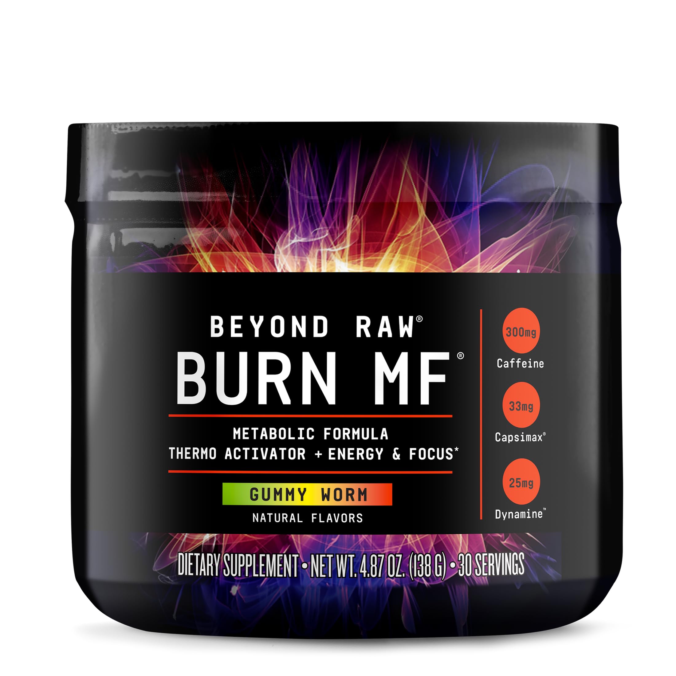 BEYOND RAW Suplemento para controle de peso com Capsimax, cafeína e Huperzine A, 30 gomas