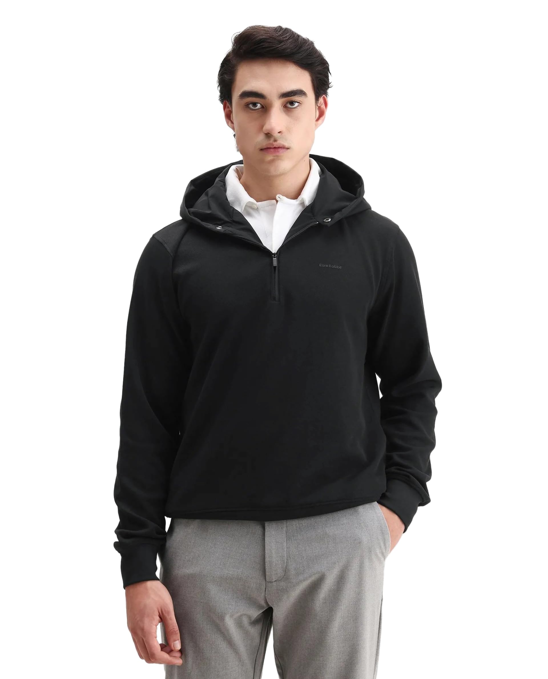 rare rabbit Men's Ephin-T Regular Solid Cotton Blend Hooded Long Sleeve Sweatshirt-picture-32