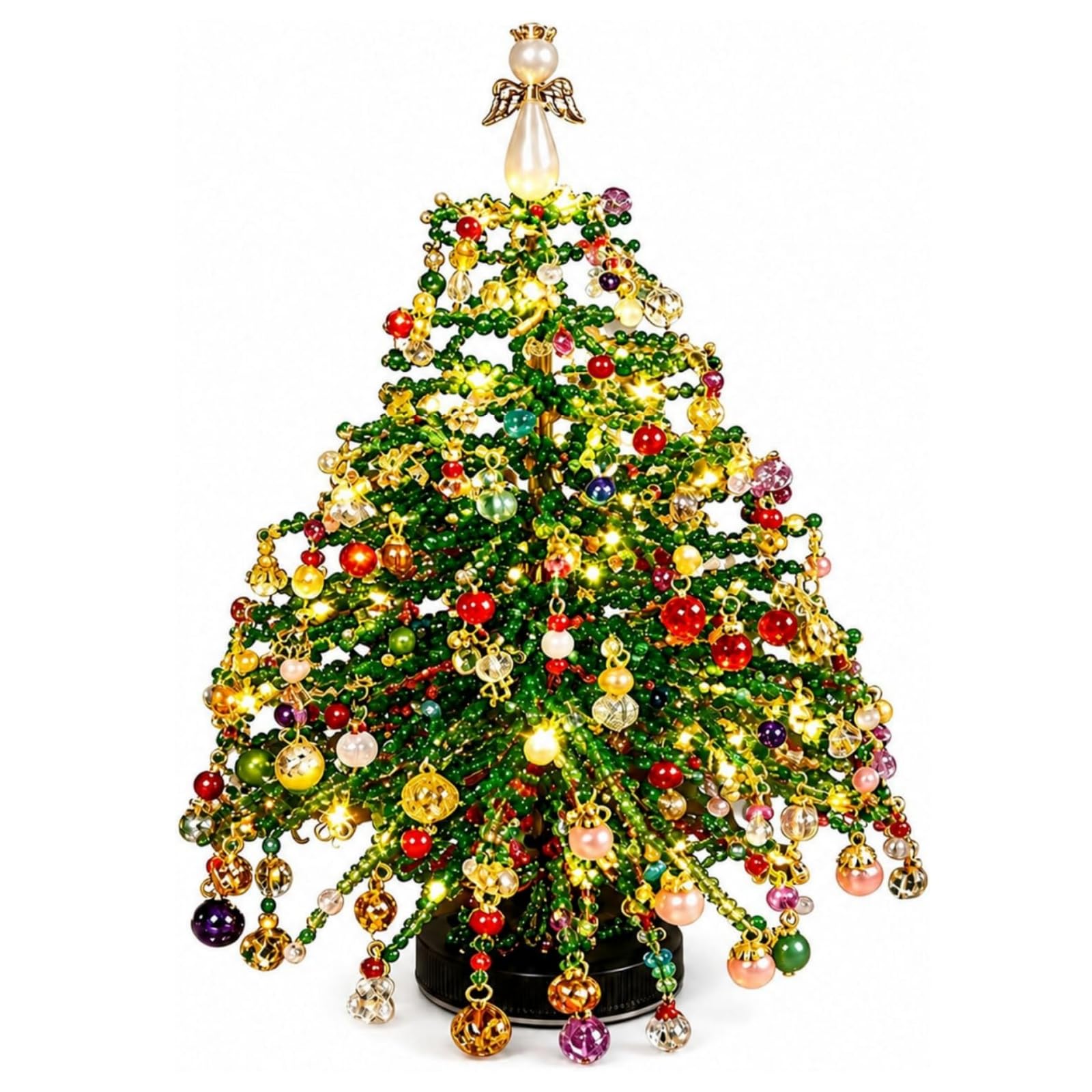 Xuweiung DIY Beaded Christmas Tree Kit 3D Crystal Bead and Pearl Craft Set