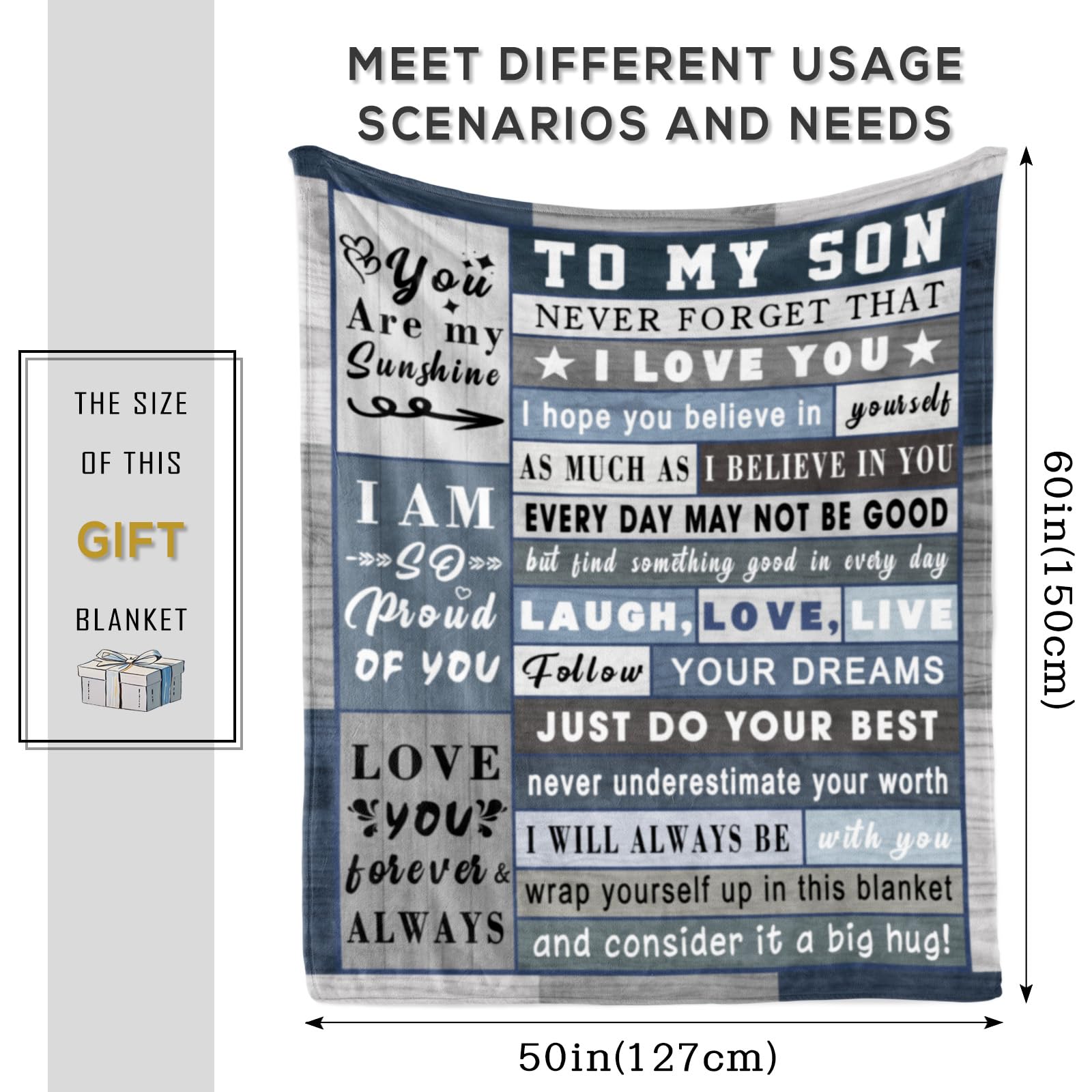 Gifts for Son Blanket from Mom Dad - Son Christmas Birthday Gift Adult - Ultra Soft Plush Throw Present Ideas for Bedding Sofa - 60"x50"