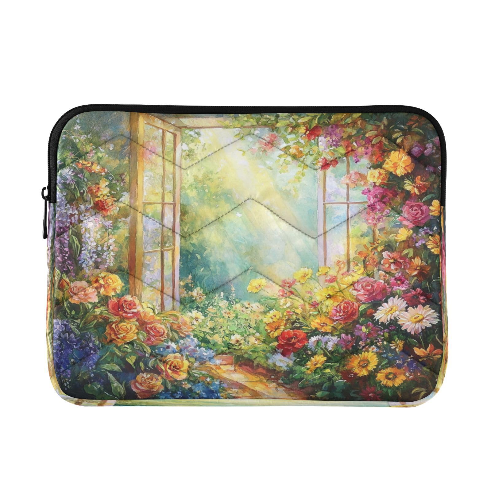 Flower Gate Sun Laptop Sleeve for 13-13.3 IN Water Resistant Portable Laptop Sleeve Bag Carrying Sleeve Bags for Carry on Travel Airport