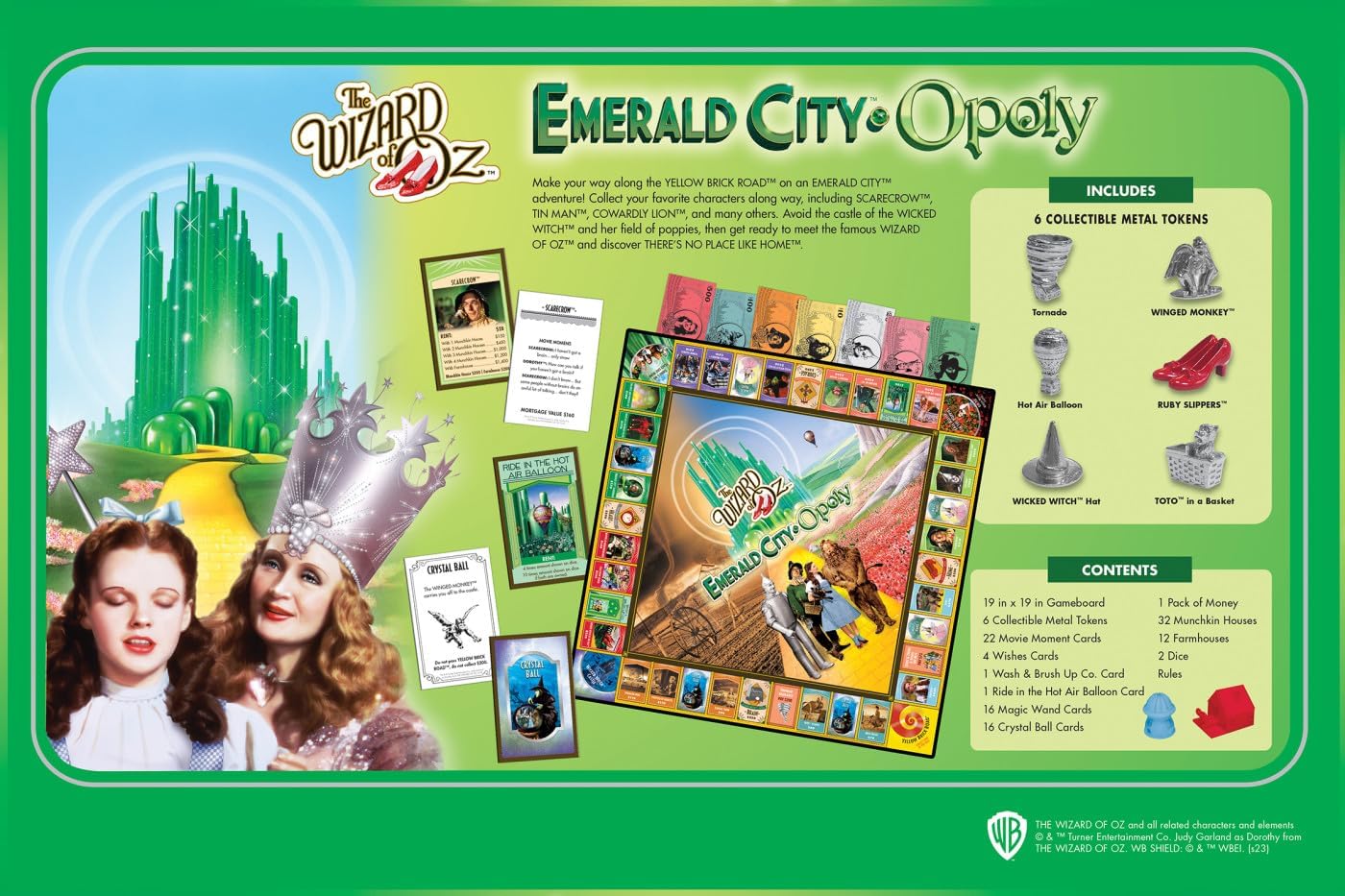 MasterPieces Opoly Board Games - The Wizard of Oz Emerald City Opoly - Officially Licensed Board Games for Adults, Kids, & Family