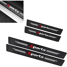 4 PCS Carbon Fiber Sport Car Door Sill Guard Stickers, Self-Adhesive Anti-Scratch Car Threshold Protector Trim, Door Edge Decorative Protection Accessories, Fit for Most Vehicles (Black)