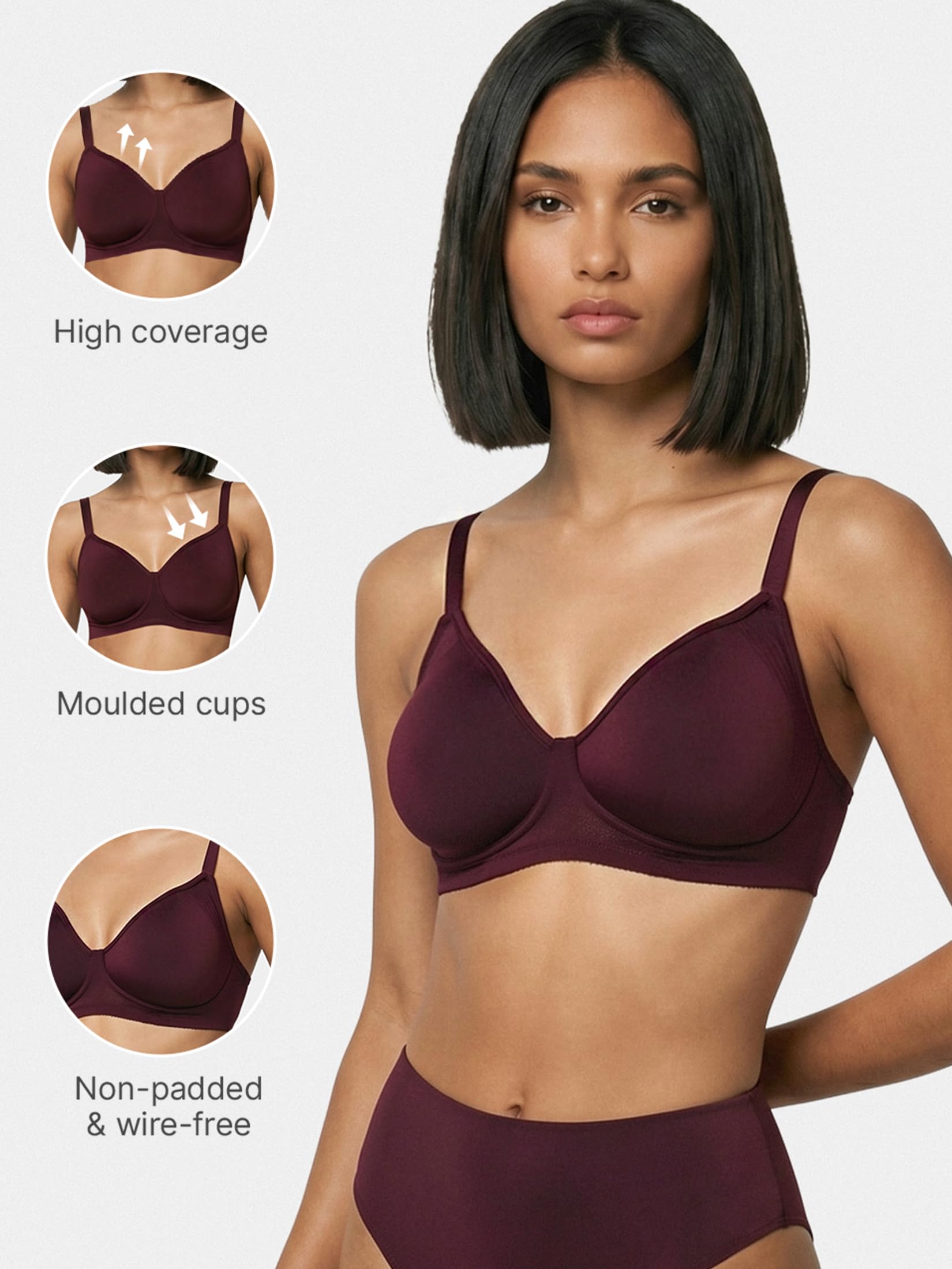 Enamor A042 Side Support Shaper Stretch Cotton Everyday Bra - Non-Padded, Wire-Free & High Coverage Purple 1