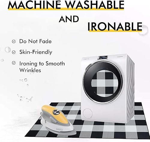 Miniatura 6 de Buffalo - Alfombra a cuadros de 2 x 3 pies, color blanco y negro, alfombra de algodón tejida a mano para interiores y exteriores, para patio, sala