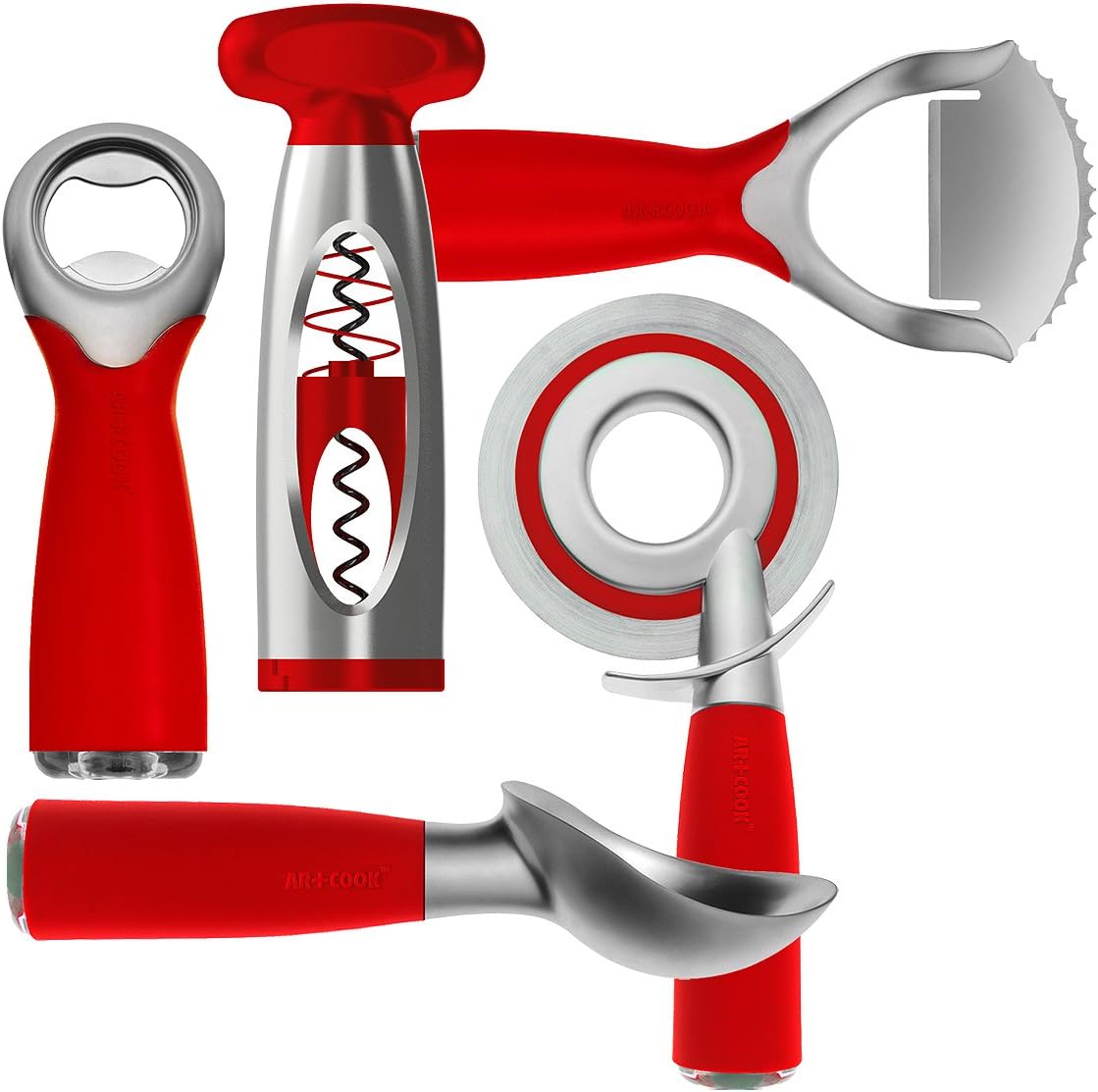 Art and Cook 5-Piece Zinc Positive Party Set, Red