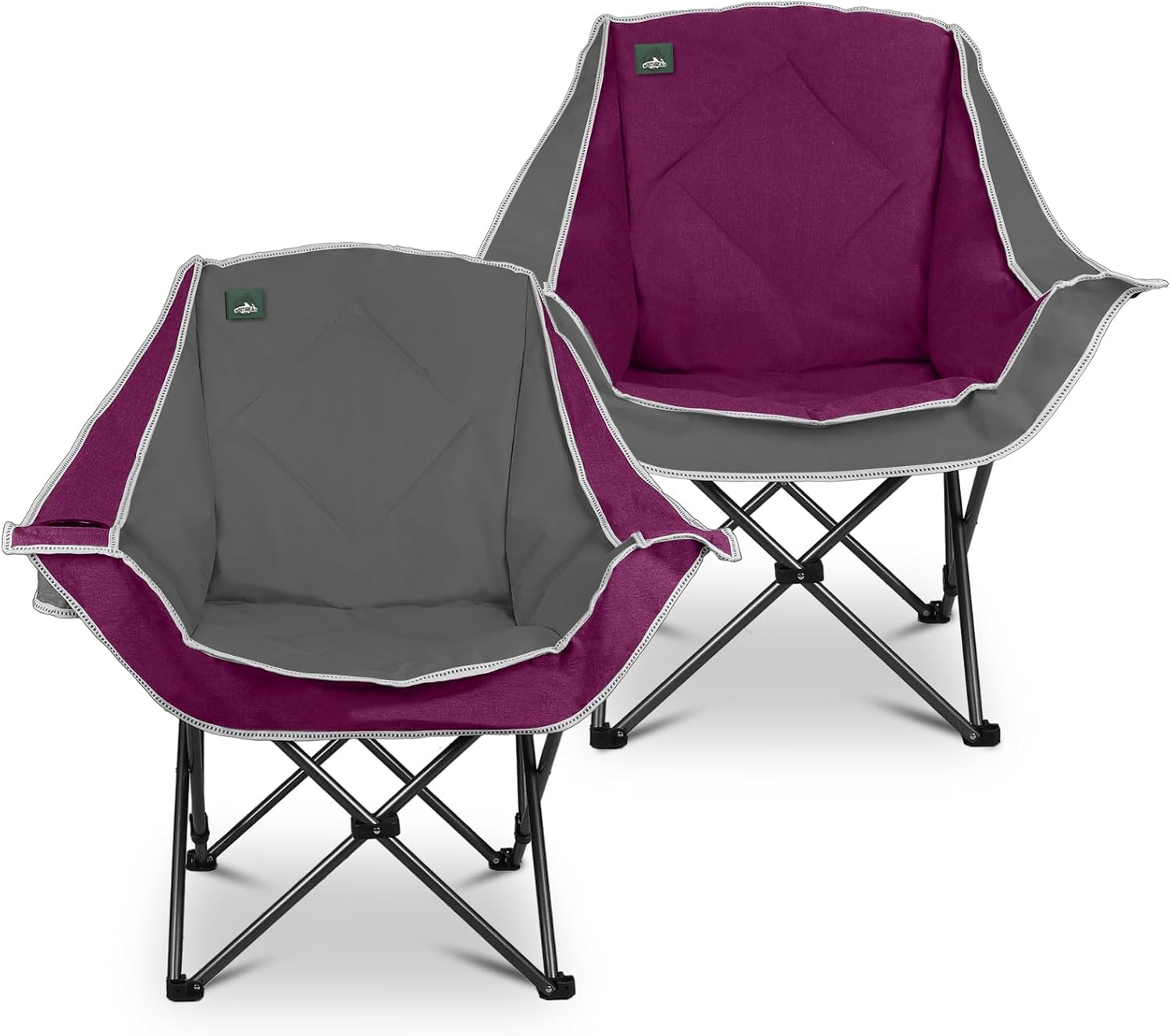 Northroad Oversized Foldable Camping Chair, Outdoor Padded Lawn Chair w/Cup Holder,Carry Bag for Beach, Hiking, and Picnics,Heavy-Duty 300-lbs Capacity, Purple