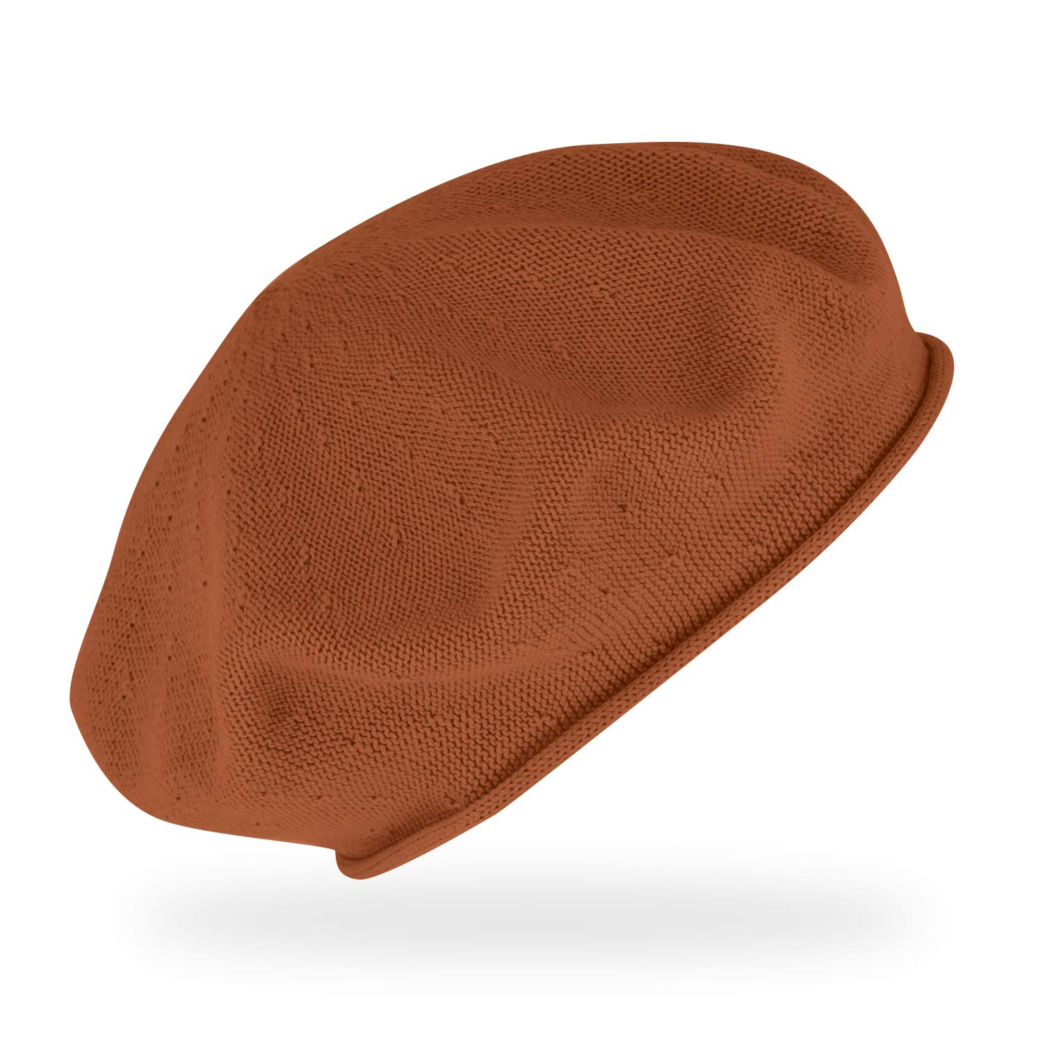 Fiebig Women's Cinnamon Fine-Knitted Baseball With Rolled Edge, Beret In One Size, Made Of Cotton, Light Wool Base In Many Colours - Orange - One Size