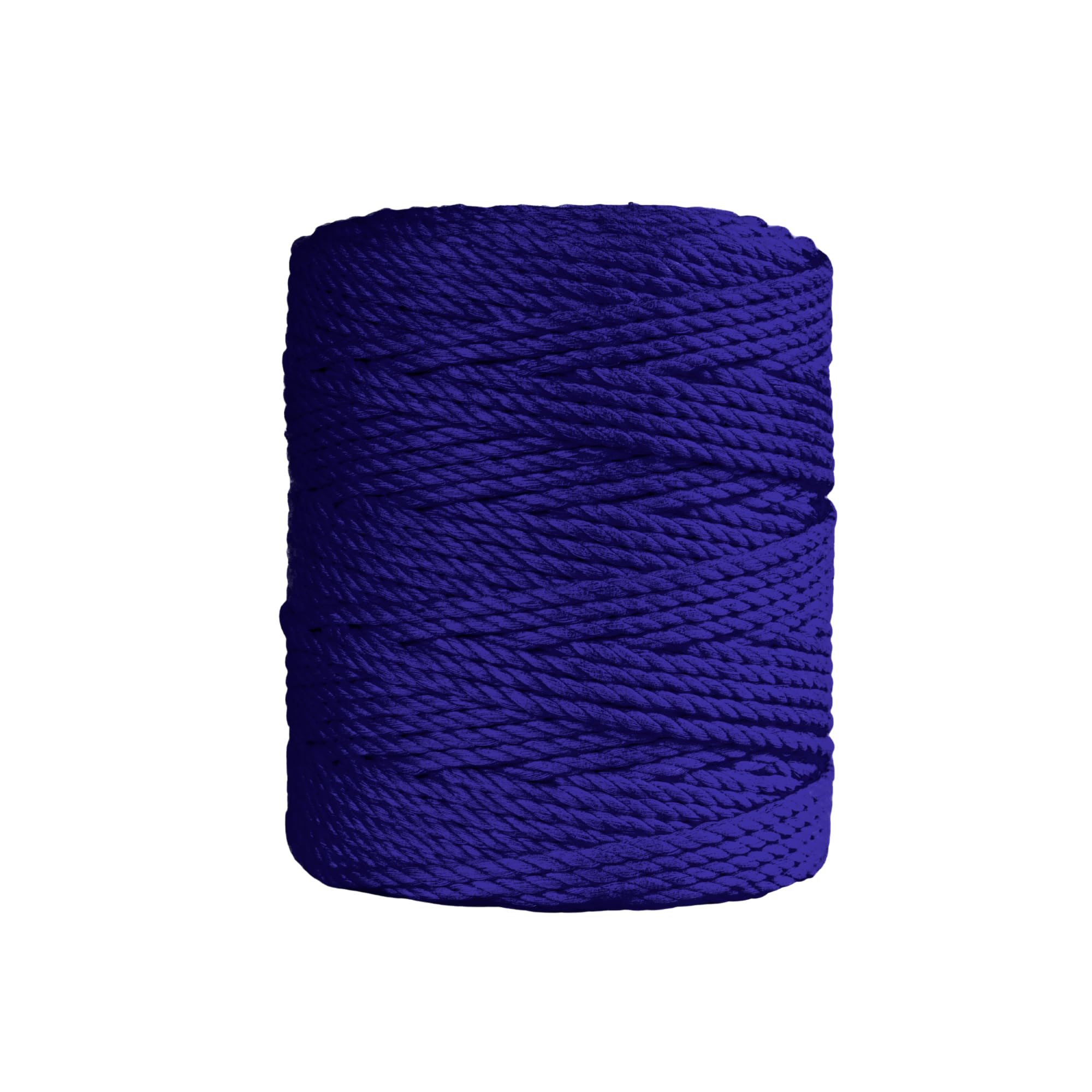 BOBBINY 3 Ply Twisted Macrame Cotton Cord Dori (Roll Packaging) Thread For Macrame DIY And Other Projects | Violet Purple | 4Mm, 10 Meter, 1 Count, Blue