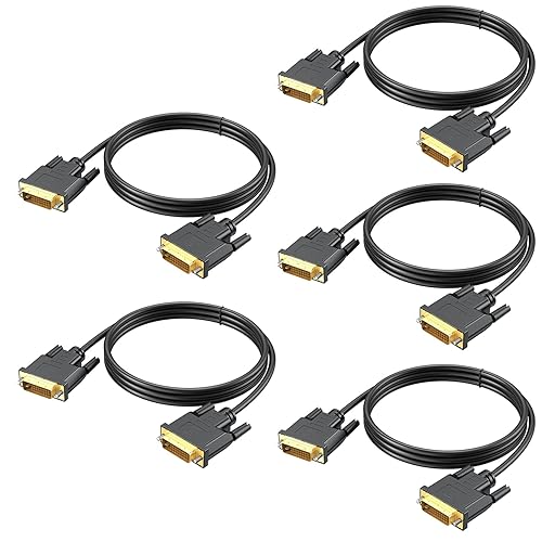 Cable DVI a DVI de 6 pies DVI-D a DVI-D (24+1), cable de doble enlace para computadora portátil, escritorio, DVD, juegos, Monitr, HDTV, proyector y