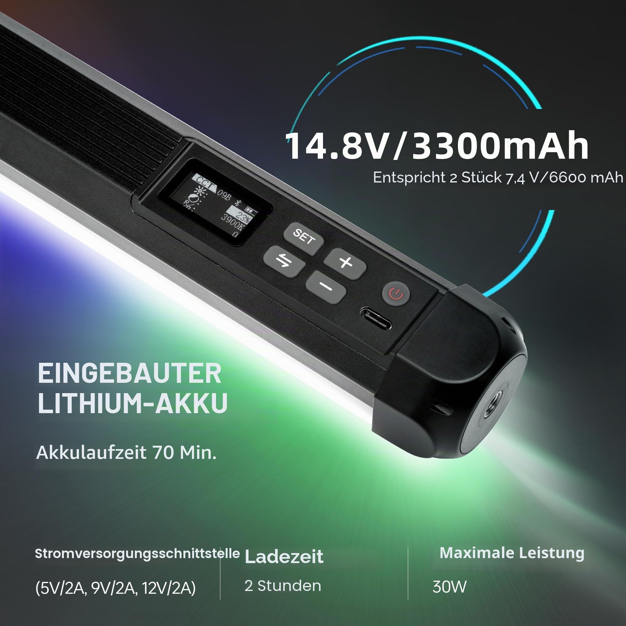 VILTROX K90 2er Pack RGB Leuchtstoffröhre, 30W 38" großer RGBWY-LED-Video-Stick-Lichtstab für Fotografie mit APP/2,4 G/Fernbedienung, CRI 97+, 26 Szenen, 2500K-8500K, 14,8V/3300mAh Akku, Magnetchip