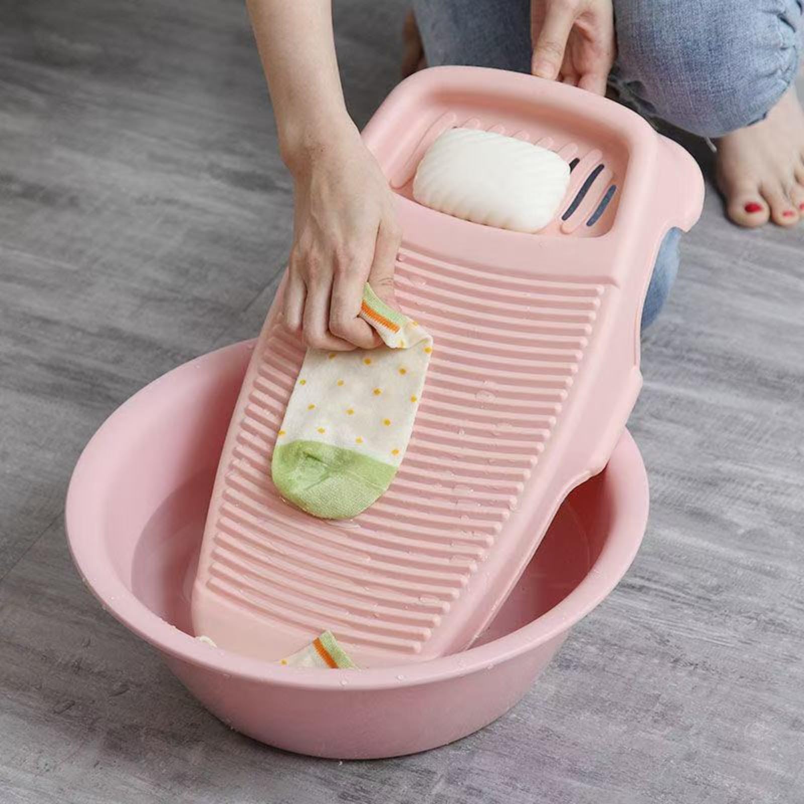 Tabla de Lavar Plástica Antideslizante para Ropa Pequeña Lavadero Grueso y Duradero para Uso Doméstico Accesorios de Lavandería Eficientes,tabla de lavar ropa a mano