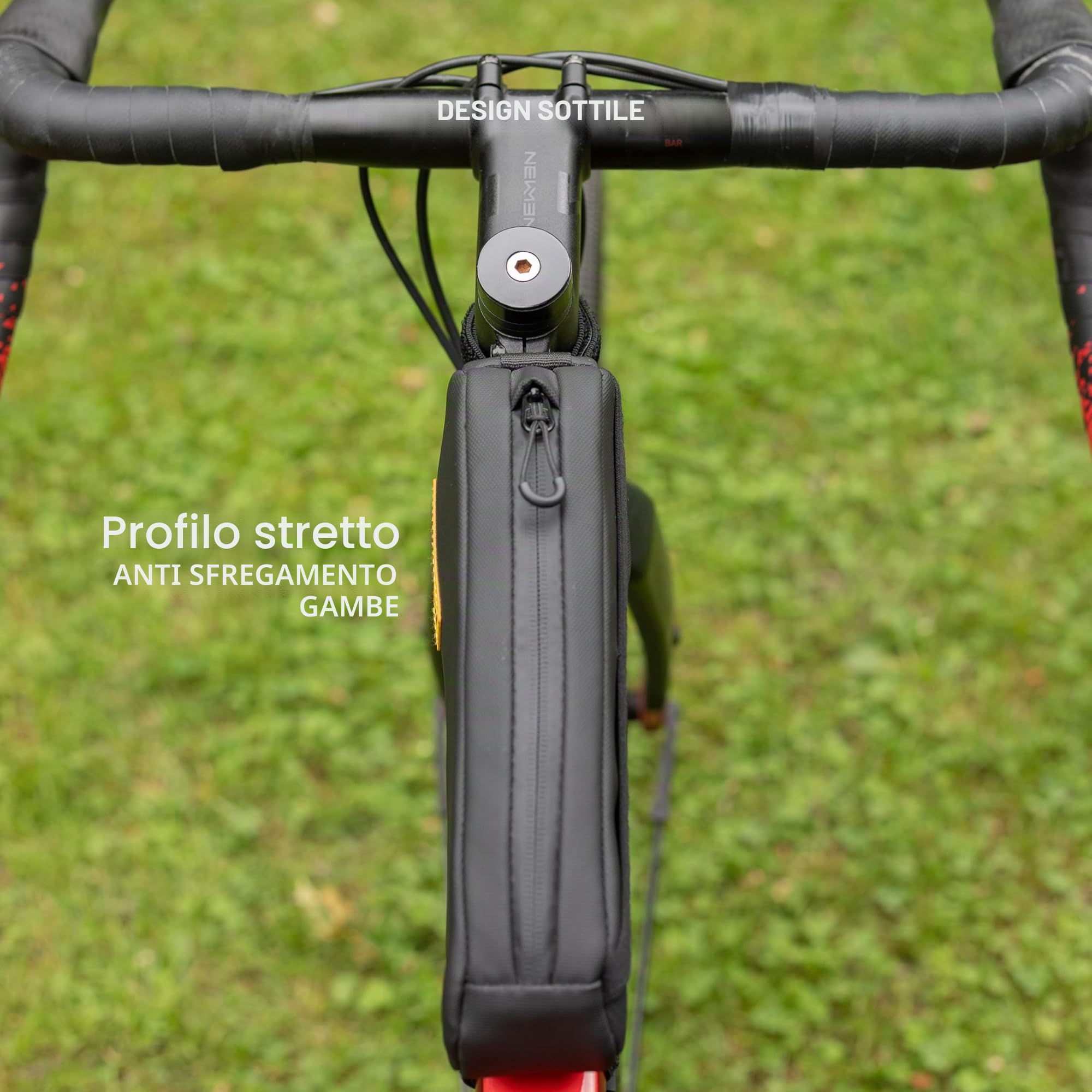 Borsa per tubo superiore da 1,0 l, resistente poliestere riciclato, apertura con una sola mano, tenuta ferma speciale, per bici da gravel, bici da strada, mountain bike