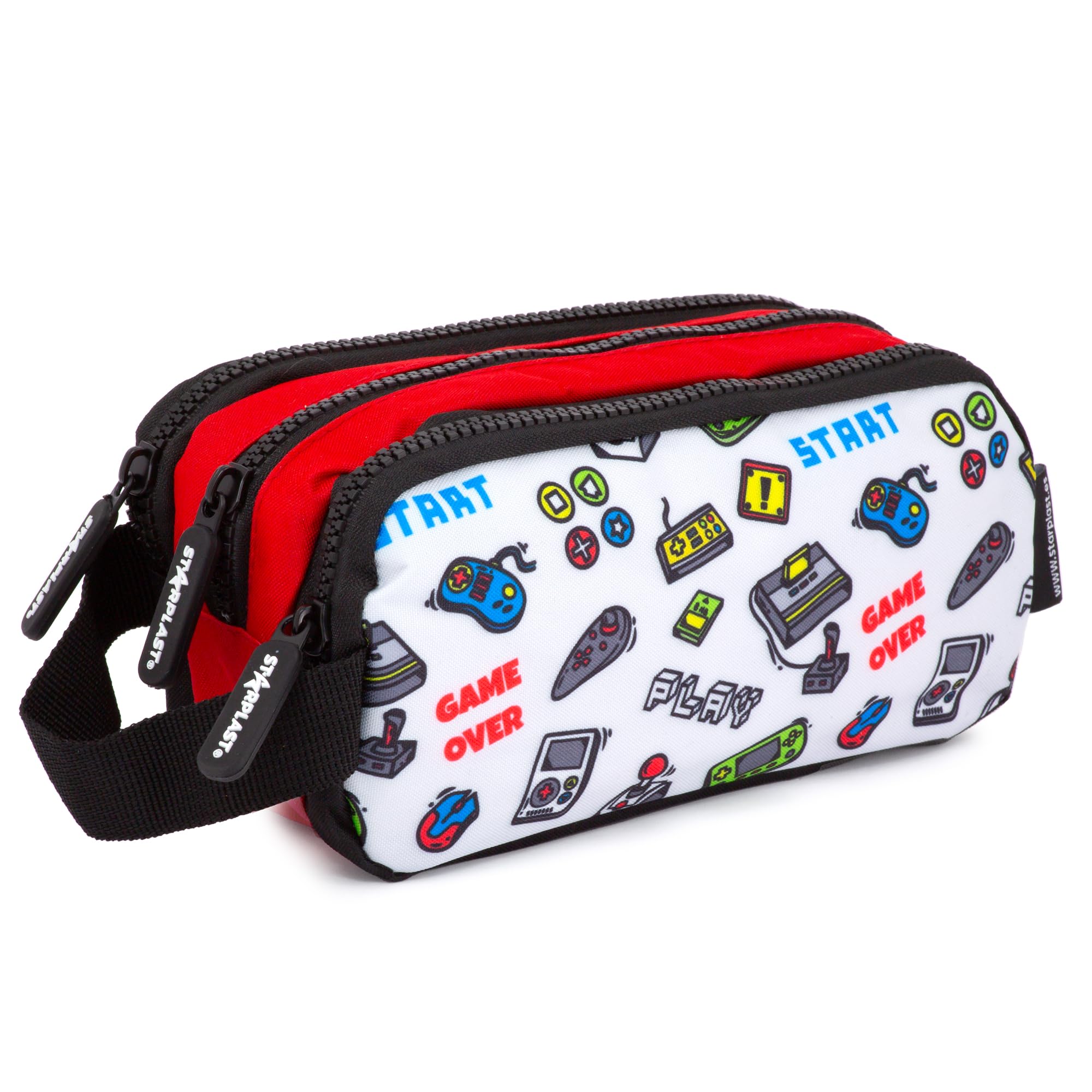 Starplast Estuche 3 Cremalleras - 3 Compartimentos, Amplio, Cierre Cremallera, con Asa, Multiuso, Gran Capacidad, Porta Todo, para Uso Escolar - Modelo Videojuegos