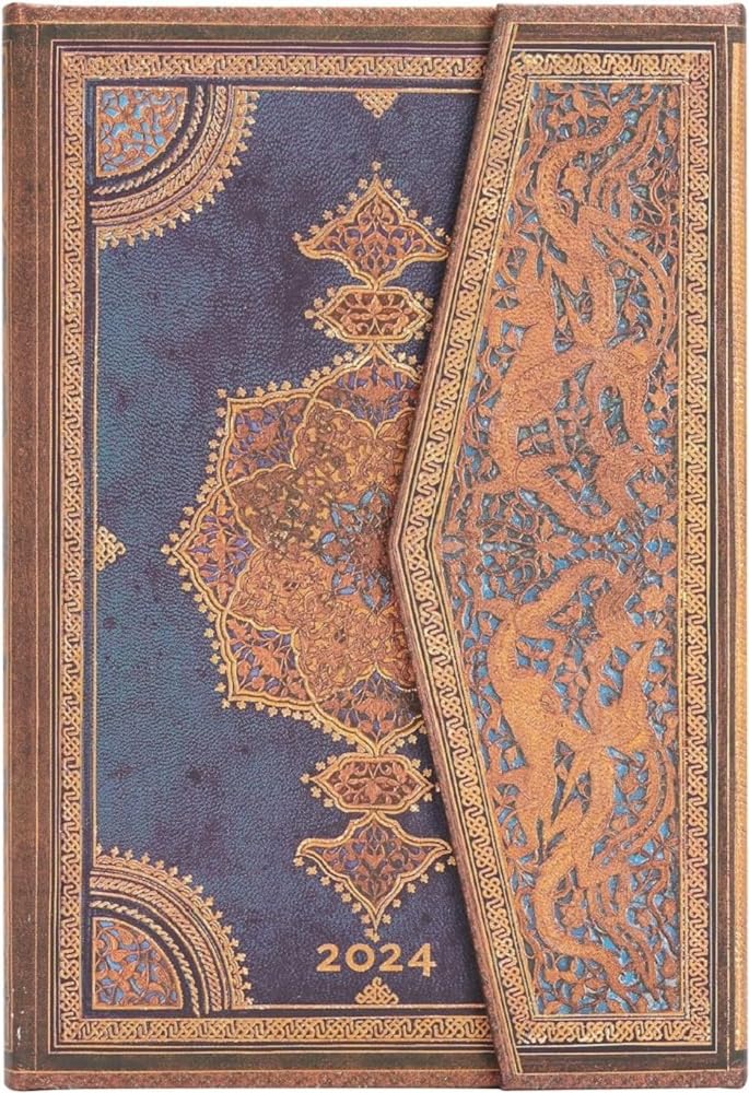 Paperblanks 12-Month Calendar 2024 Safavid Indigo Vertical Mini (100 × 140 mm)