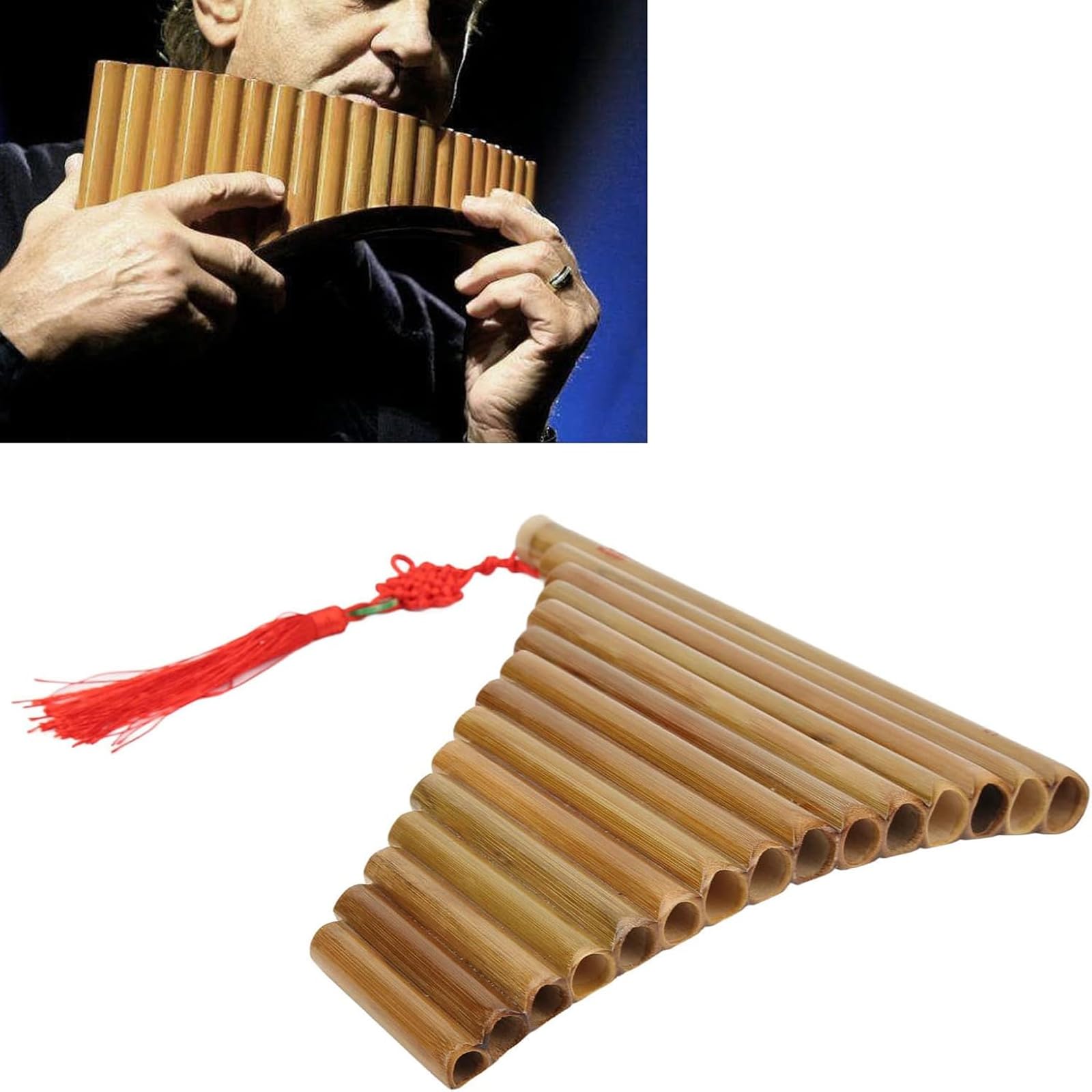 Pan flet bambusowy 15 rur, chińskie tradycyjne instrumenty dęte drewniane, G Tune, 440 Hz, regulowane strojenie, korki, odpowiednie dla początkujących, wykonawców i do użytku w klasie