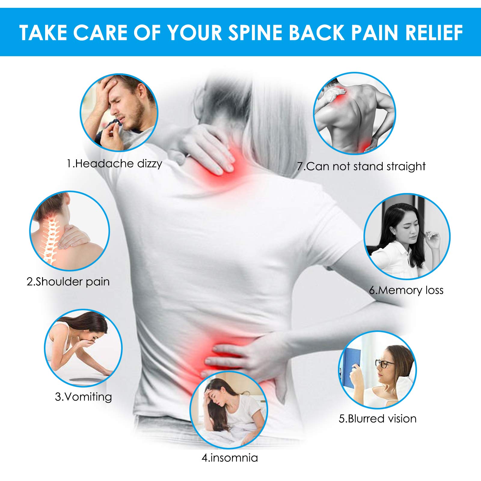 Masseurs pour le Dos, Magic Stretcher Fitness Équipement de Stretch Soutien dos 4 niveaux réglables 10 magnétique,Etirement Lombaire,pour Hernie Discale, Sciatique, Scoliose