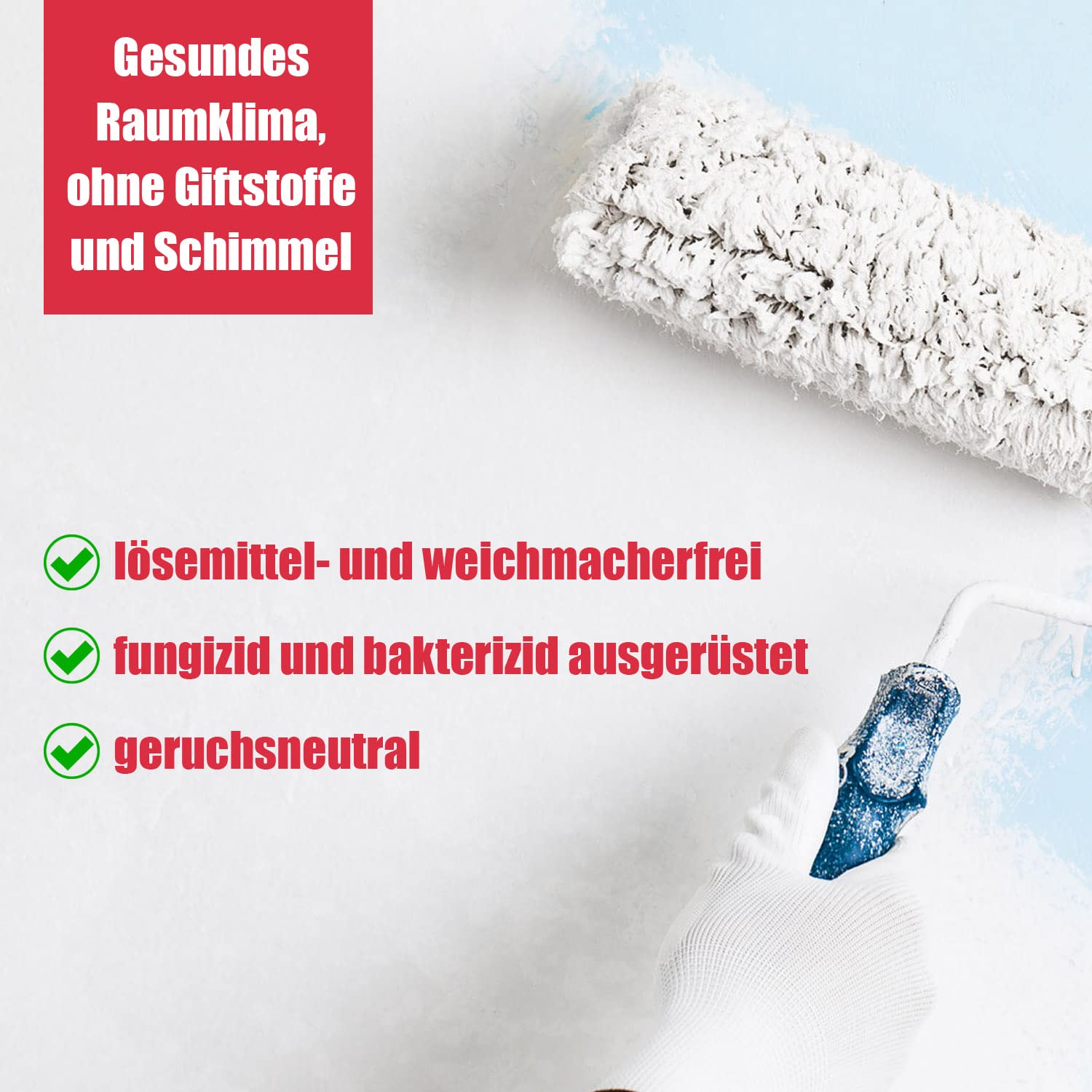 DICHTON Anti Schimmel Farbe 5l weiß matt - Feuchtraumfarbe, Antischimmelfarbe, Wandfarbe mit hoher Deckkraft und Reichweite, lösemittel- und weichmacherfrei, atmungsaktiv D.49W