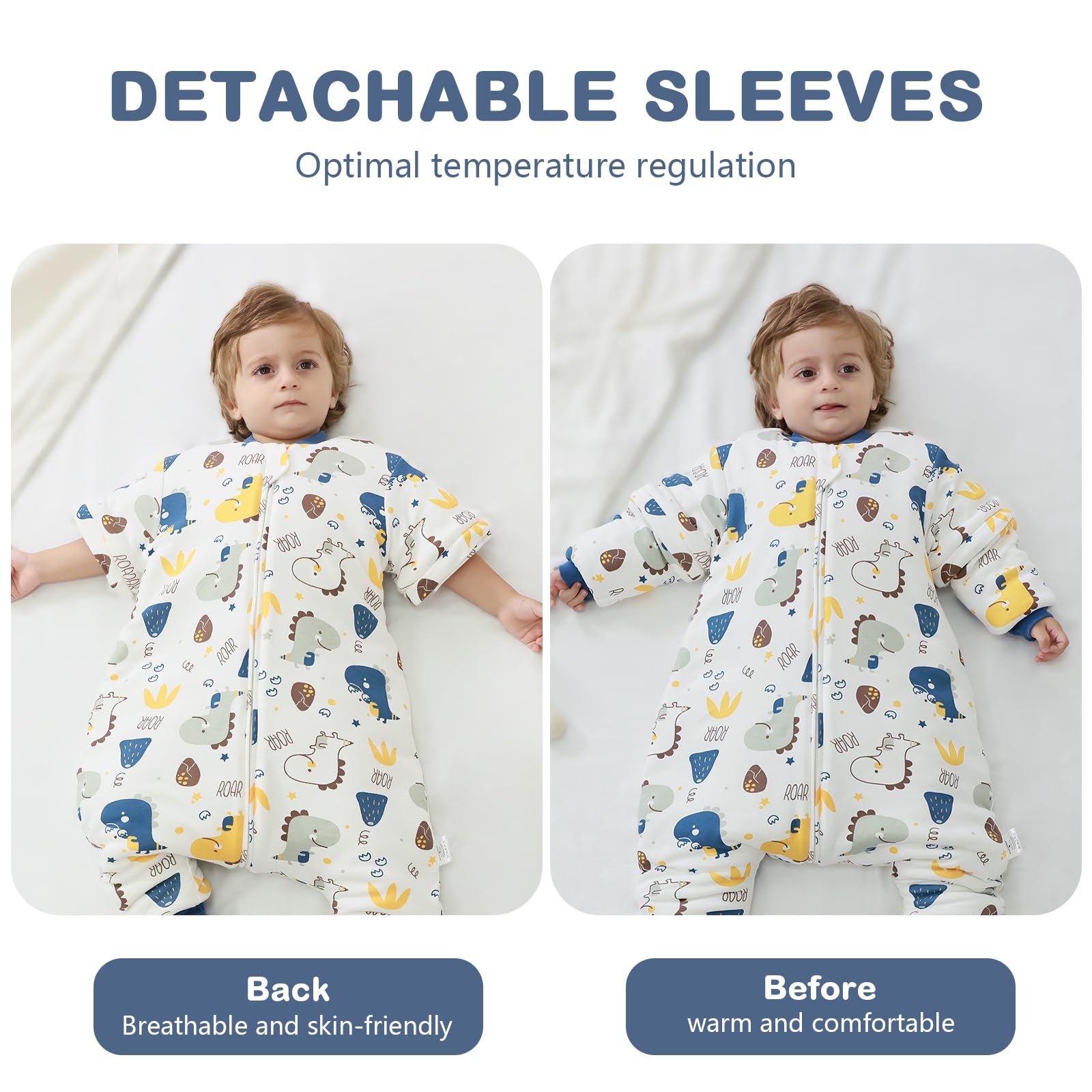 MIKAFEN Baby Sleeping Bag with Feet 3.5 tog Winter, Kid Winter Sleeping Bag with Legs,4-5 years Baby Dinosaur - Image 4