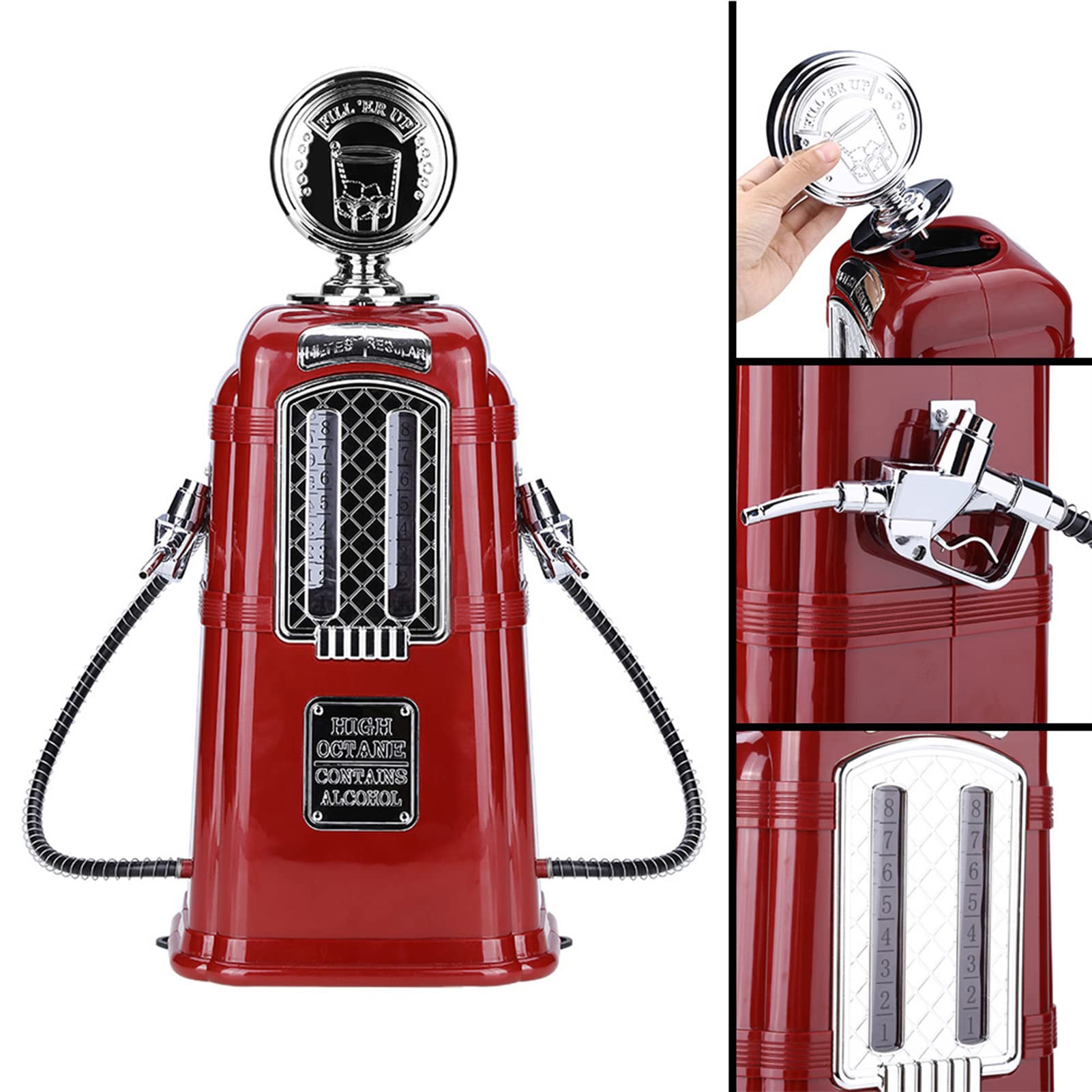 Distributore di Liquori a Pompa da 1000 Cc, Mini Distributore di Birra per Liquori Domestici, Birra, Vino, Bibite Gassate, Pompa per Bevande, Distributore di Benzina, Macchina da Bar(rosso)