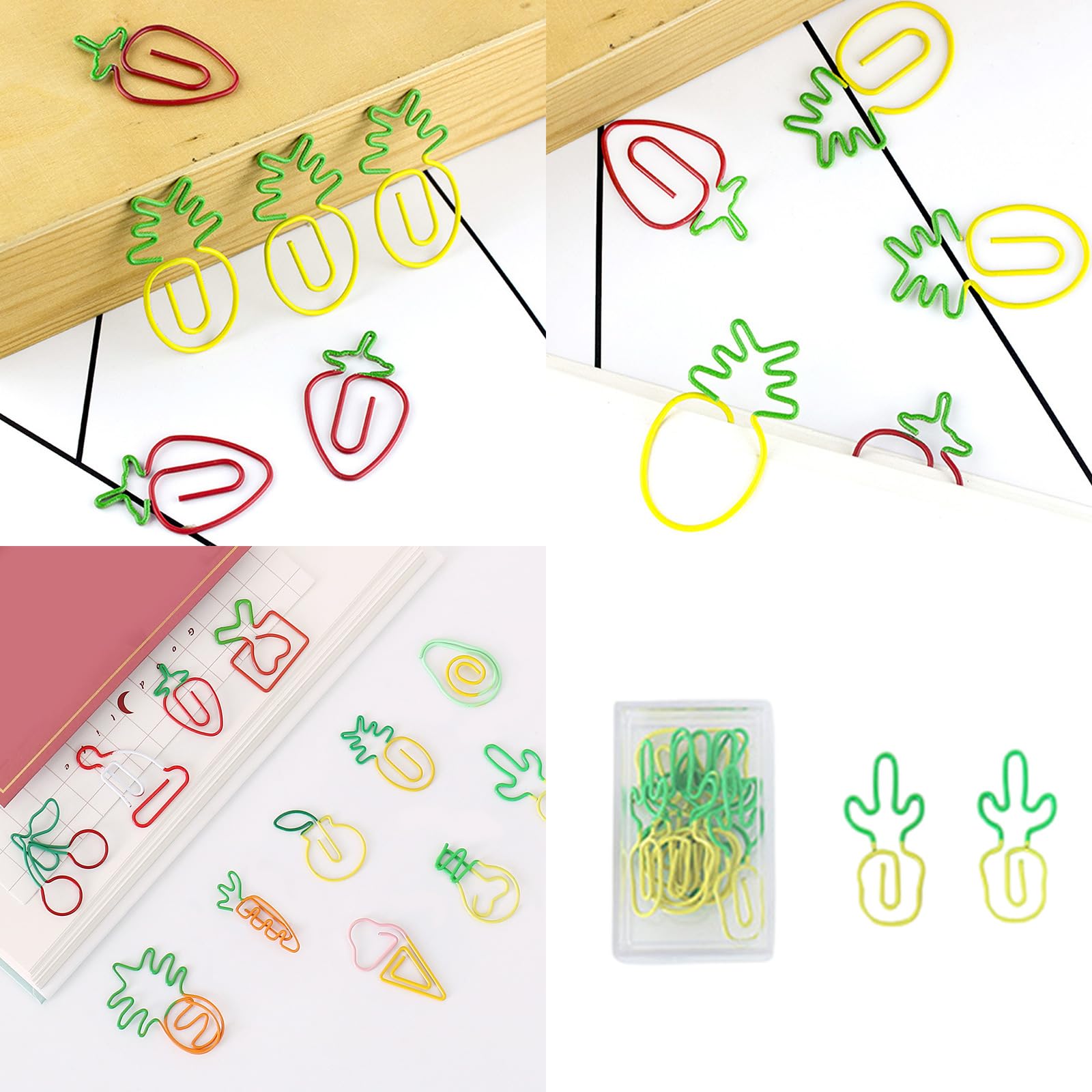 RGYBAO 10Pcs Coloured Paperclips Novelty Shape Paper Clip Colorful Paper Clip for Kid Adult, Metal Fruit Designs Paper Clip Set