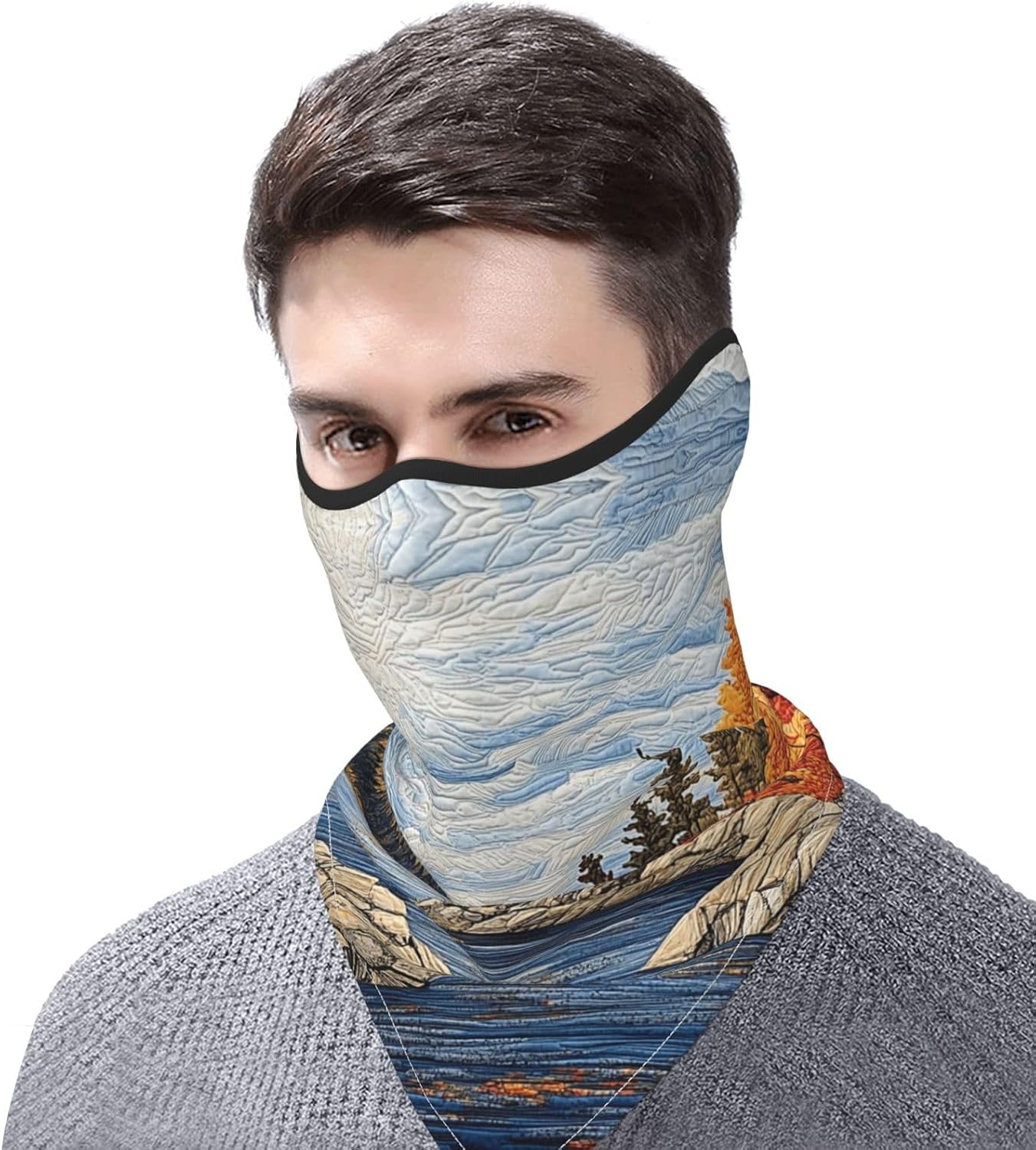 Protection Neck Gaiter Face Cover Rural style Balaclava Scarf Mask, Windproof Breathable Sun Shield for Men Women, Skiing Hiking Cycling Outdoor Sports