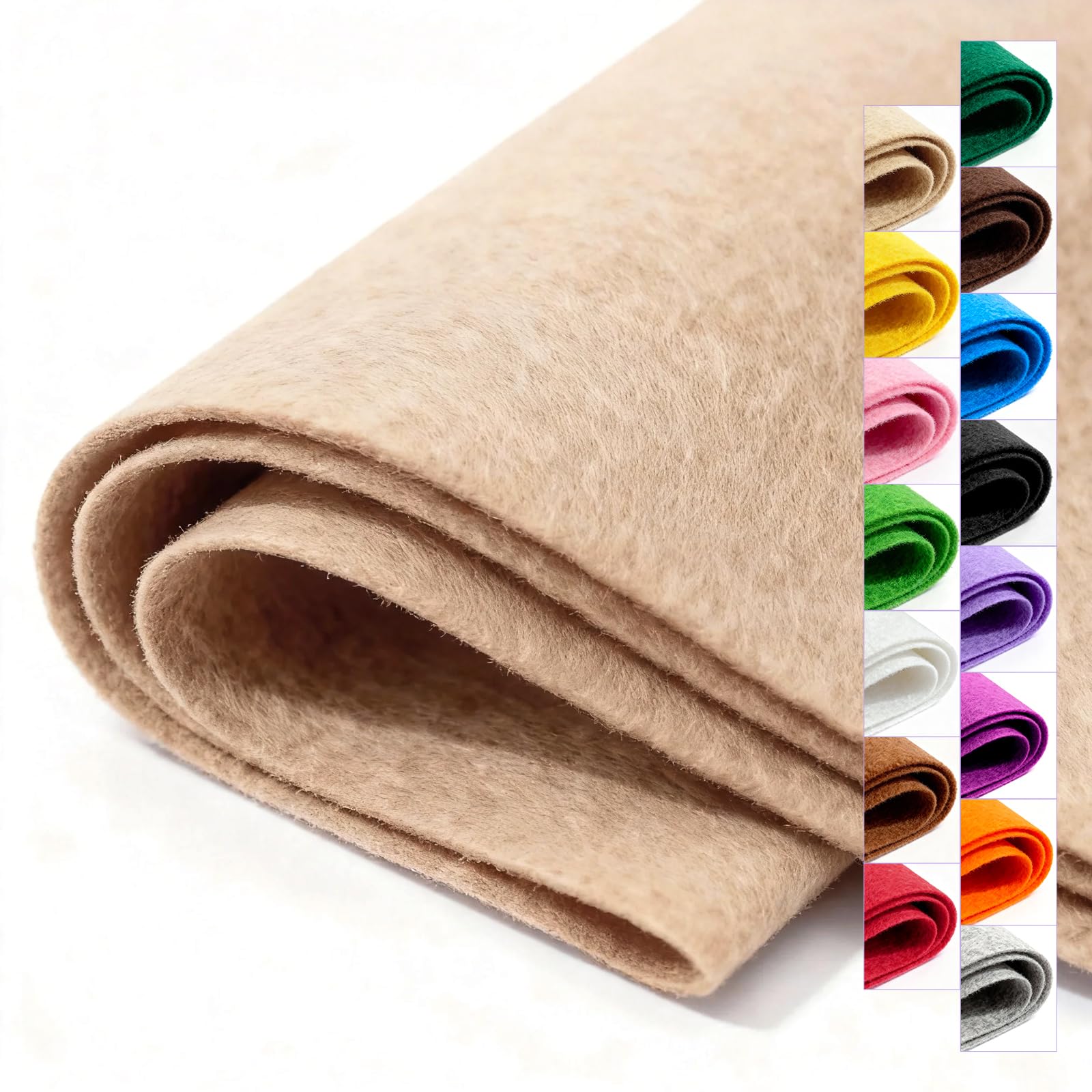 Khaki Stiff Felt Sheet 36'' X 36'', 1mm Large Felt Fabric Sheet for Crafts