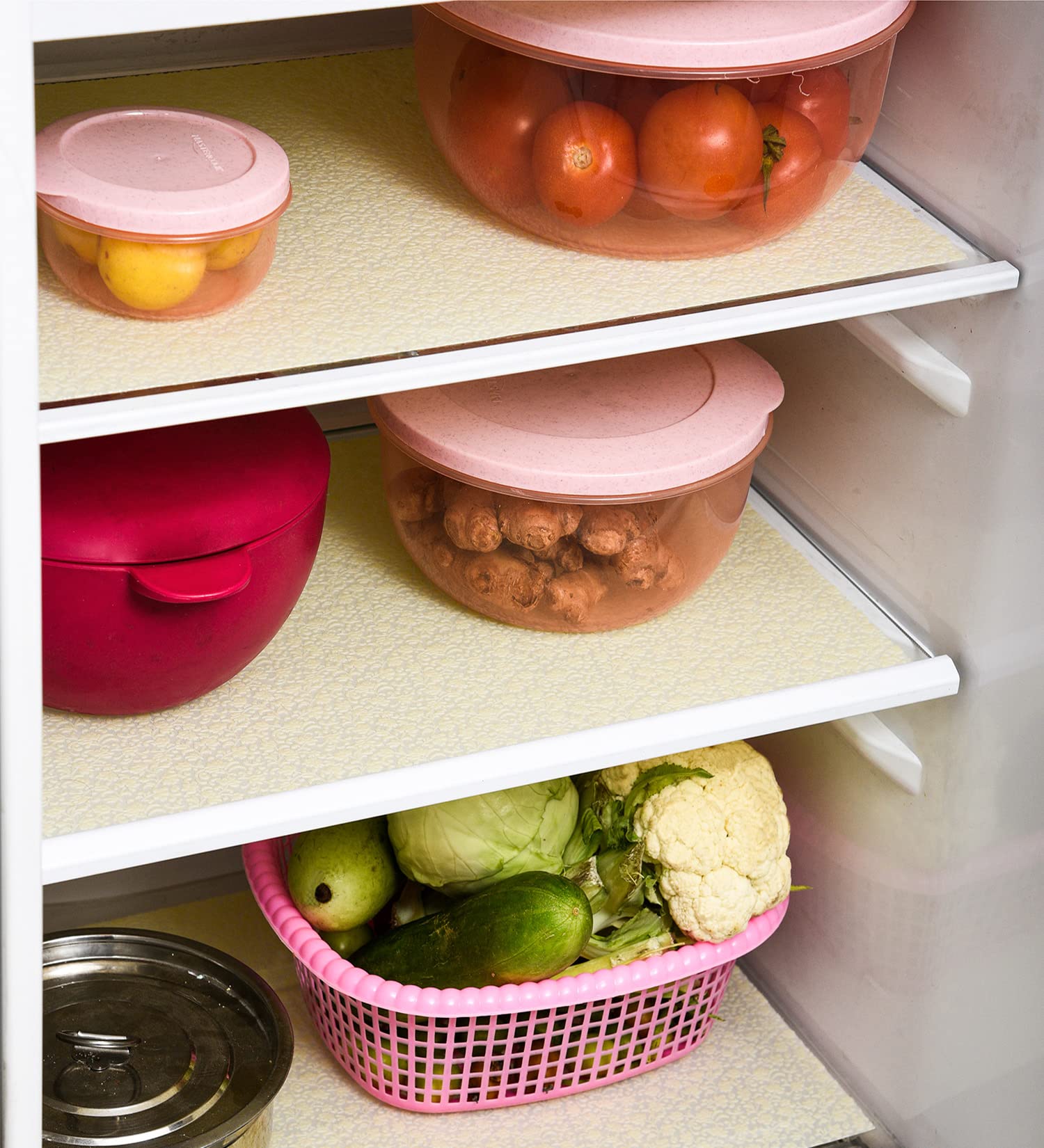 Kuber Industries Set of 6 Fridge Mats | PVC Floral Embossed Refrigerator Drawer Mat|Waterproof & Stain Resistant Fridge Mat Perfect for Home & Kitchen (Cream) (B0BSNCVN68) Amazon Price History, Amazon Price Tracker
