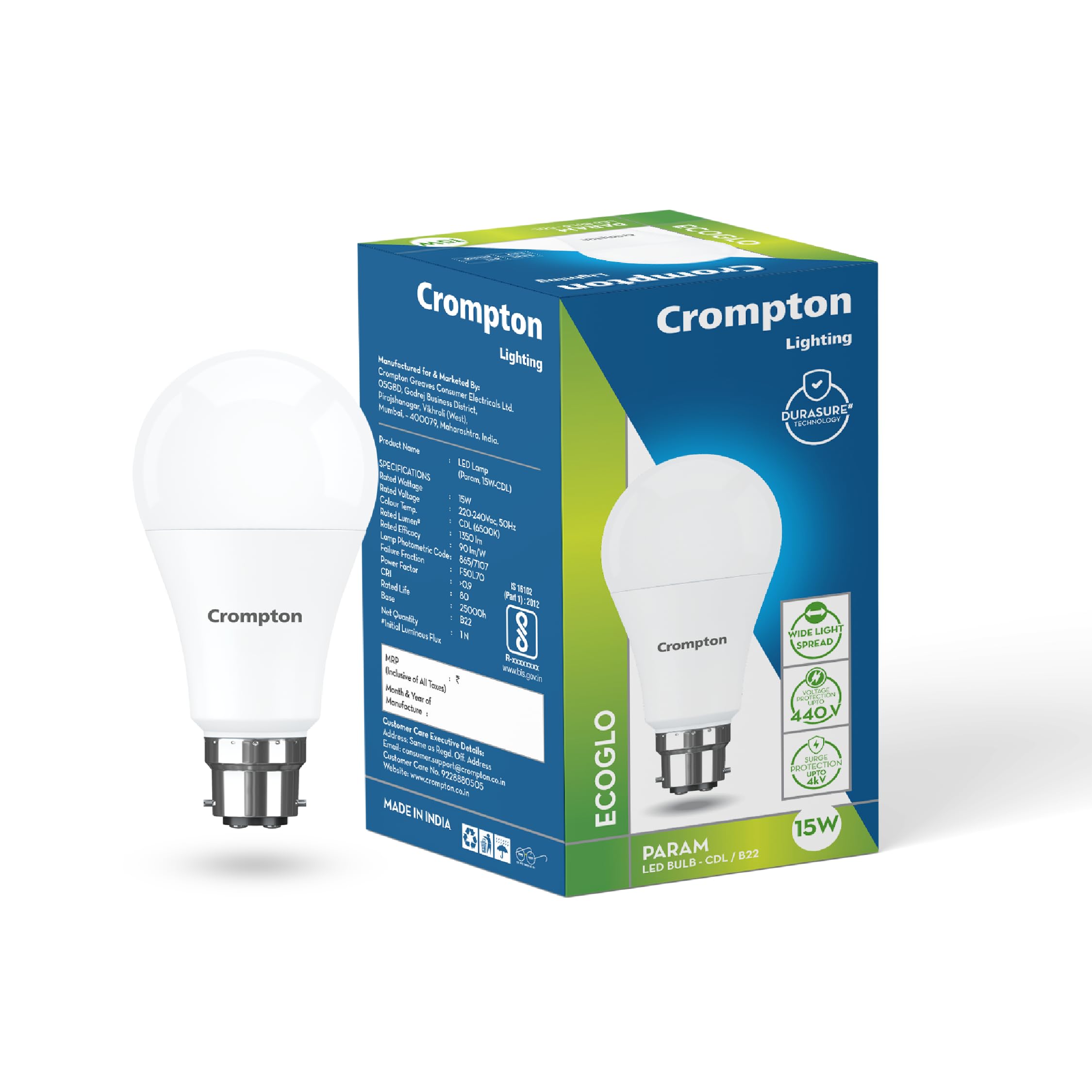 Crompton Param 15W Round B22 LED Cool Day Light-image-19