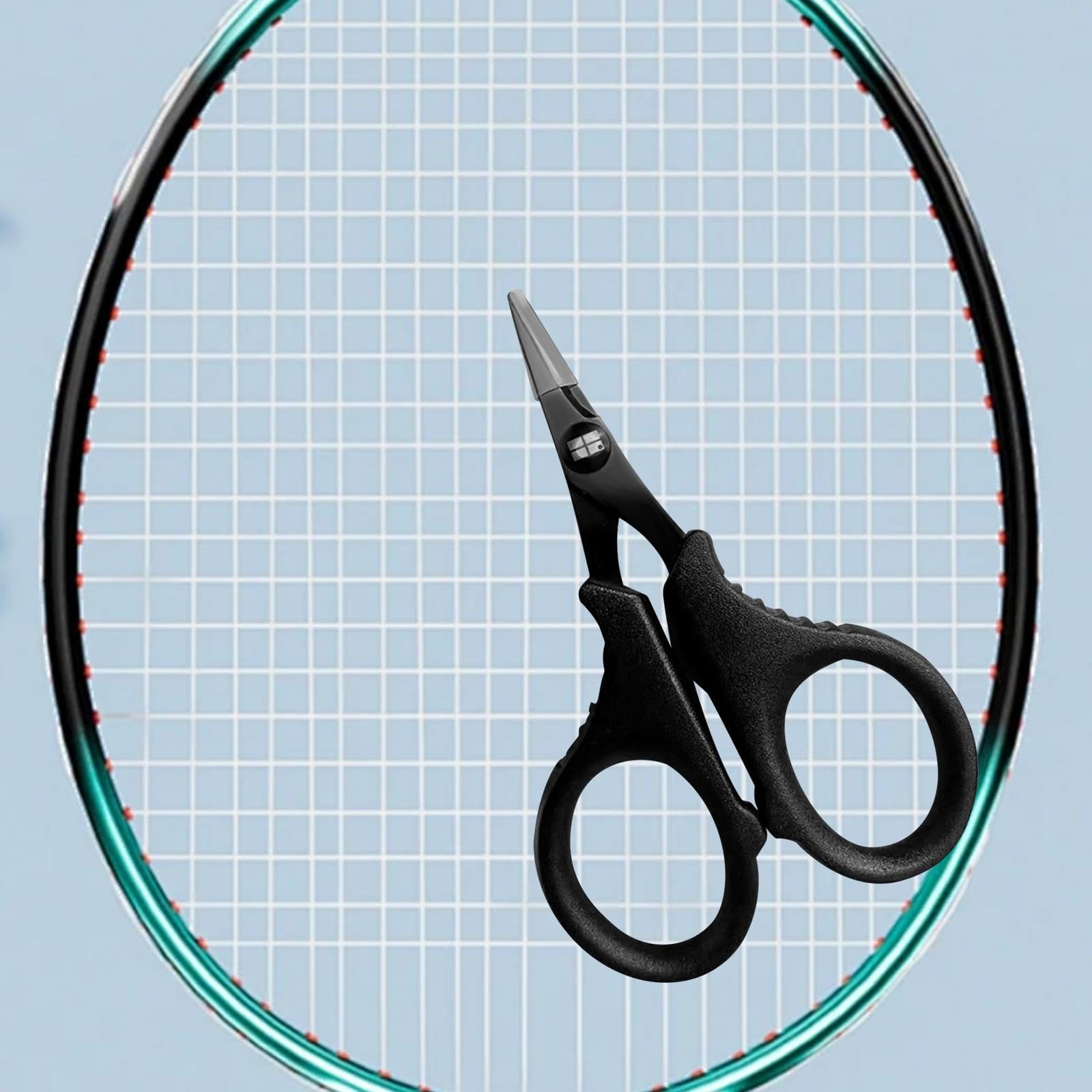 LOVIVER Ciseaux pour Corde de Badminton, Ciseaux en Acier Inoxydable, Corde de Coupe Robuste, Ciseaux en Fil de Badminton Noir pour Raquette de Tennis