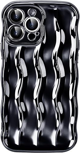 SKYLMW Diseñada para iPhone 13 de 6.1 pulgadas 2021, patrón de forma de ondulación de agua, lindo marco de onda rizada kawaii, TPU suave a prueba de